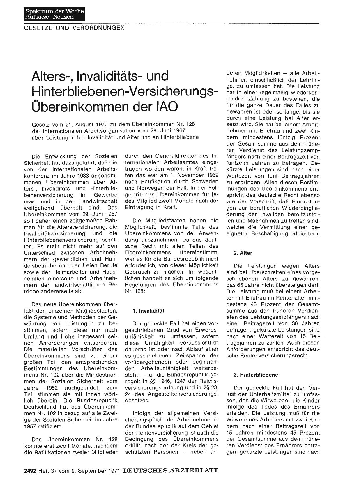 Vorschauseite 1: Alters-, Invaliditätsund Hinterbliebenen-Versicherungs-Übereinkommen der IAO