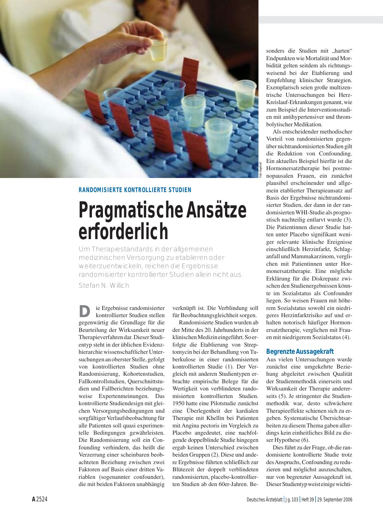 Vorschauseite 1: Randomisierte kontrollierte Studien: Pragmatische Ansätze erforderlich