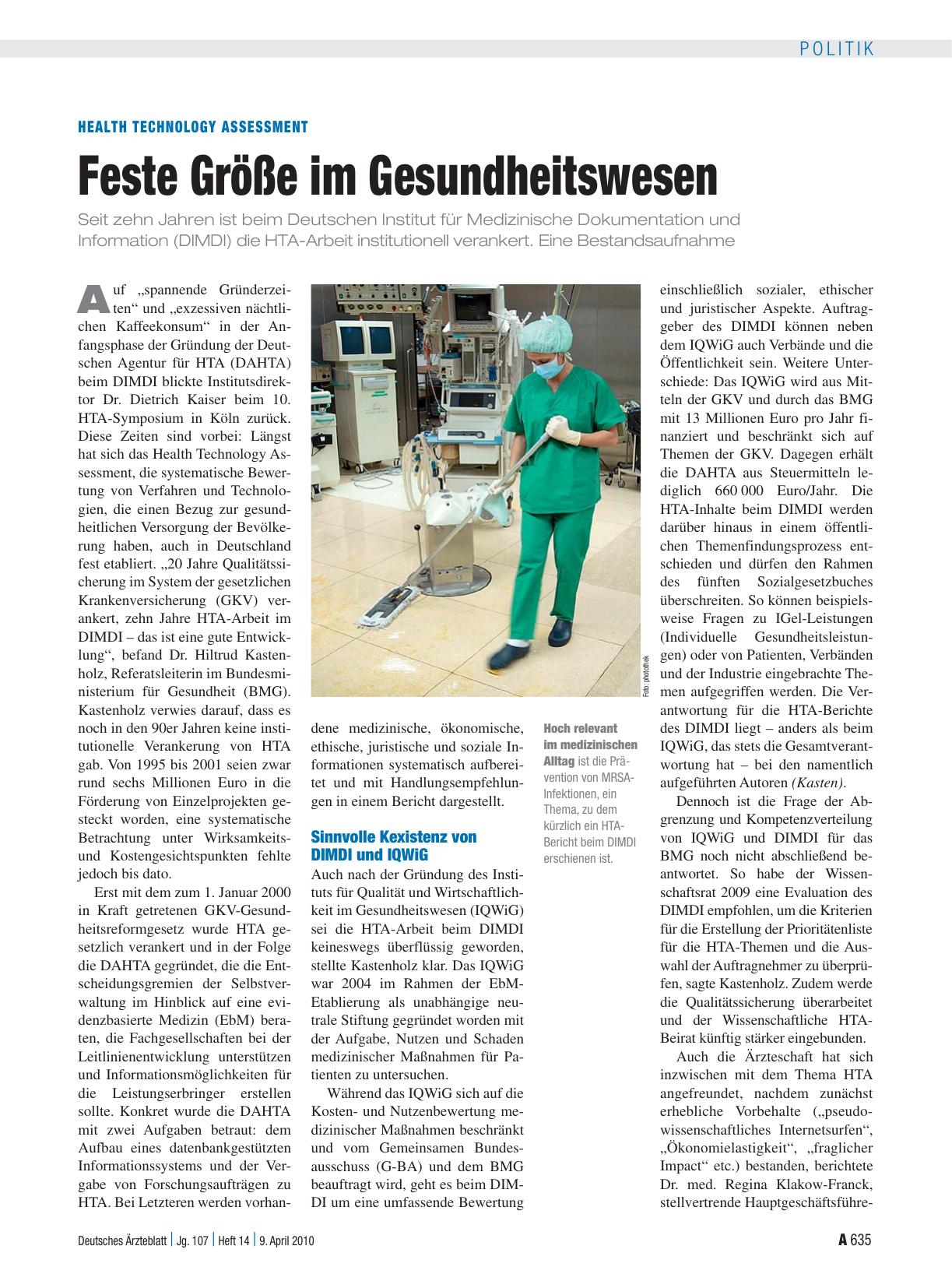 Vorschauseite 1: Health Technology Assessment: Feste Größe im Gesundheitswesen
