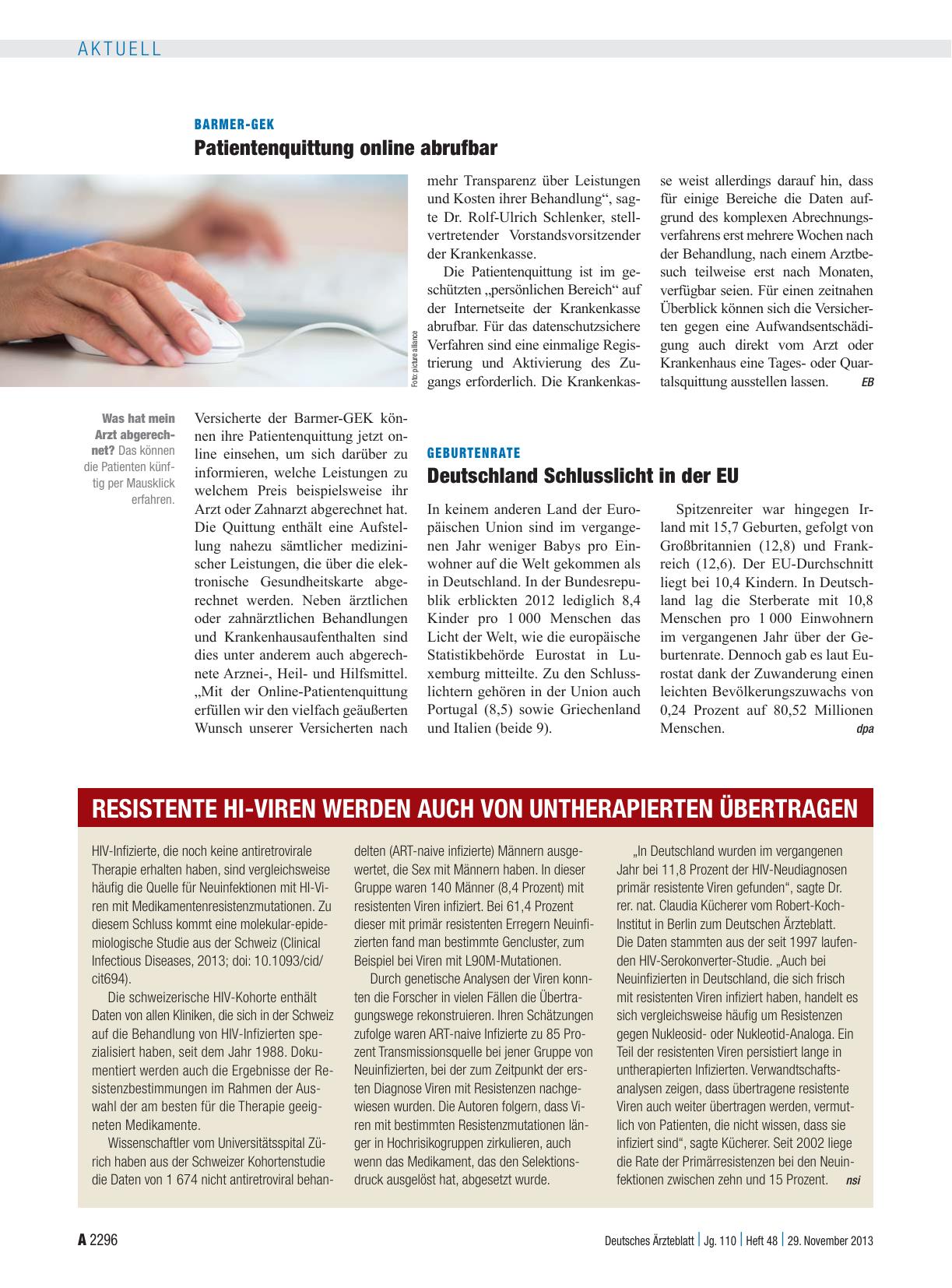 Vorschauseite 1: Resistente HI-Viren werden auch von untherapierten übertragen