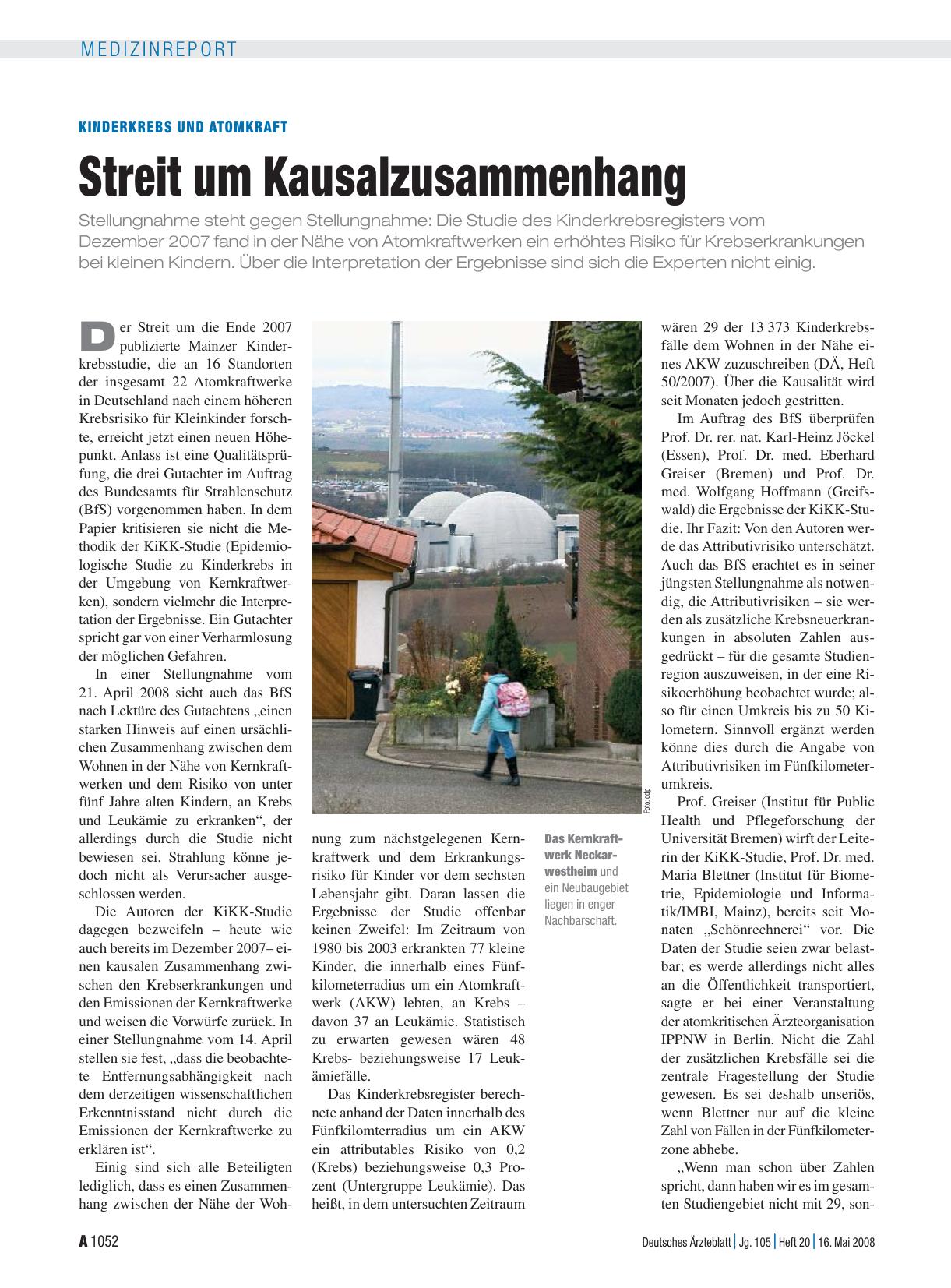 Vorschauseite 1: Kinderkrebs und Atomkraft: Streit um Kausalzusammenhang