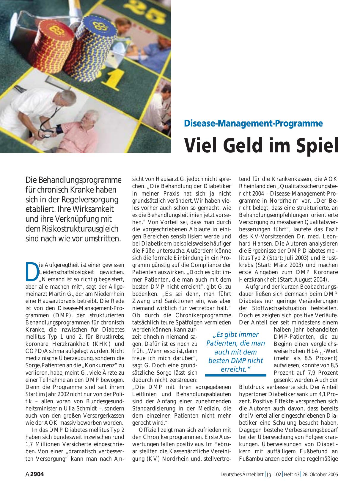 Vorschauseite 1: Disease-Management-Programme: Viel Geld im Spiel
