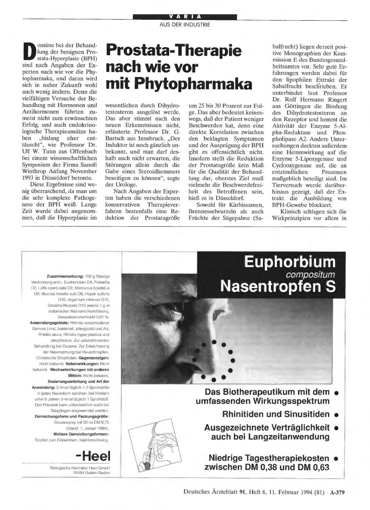Vorschauseite 1: Prostata-Therapie nach wie vor mit Phytopharmaka