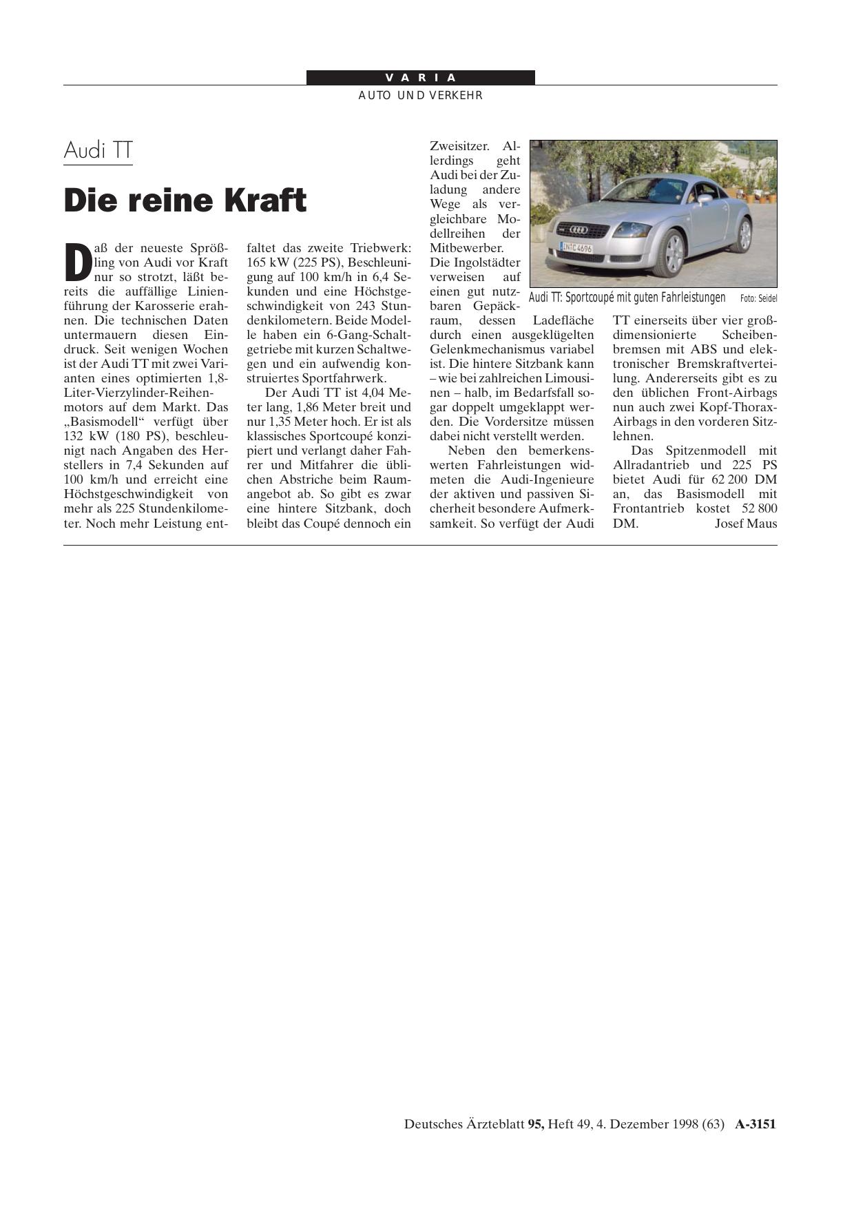 Vorschauseite 1: Audi TT: Die reine Kraft