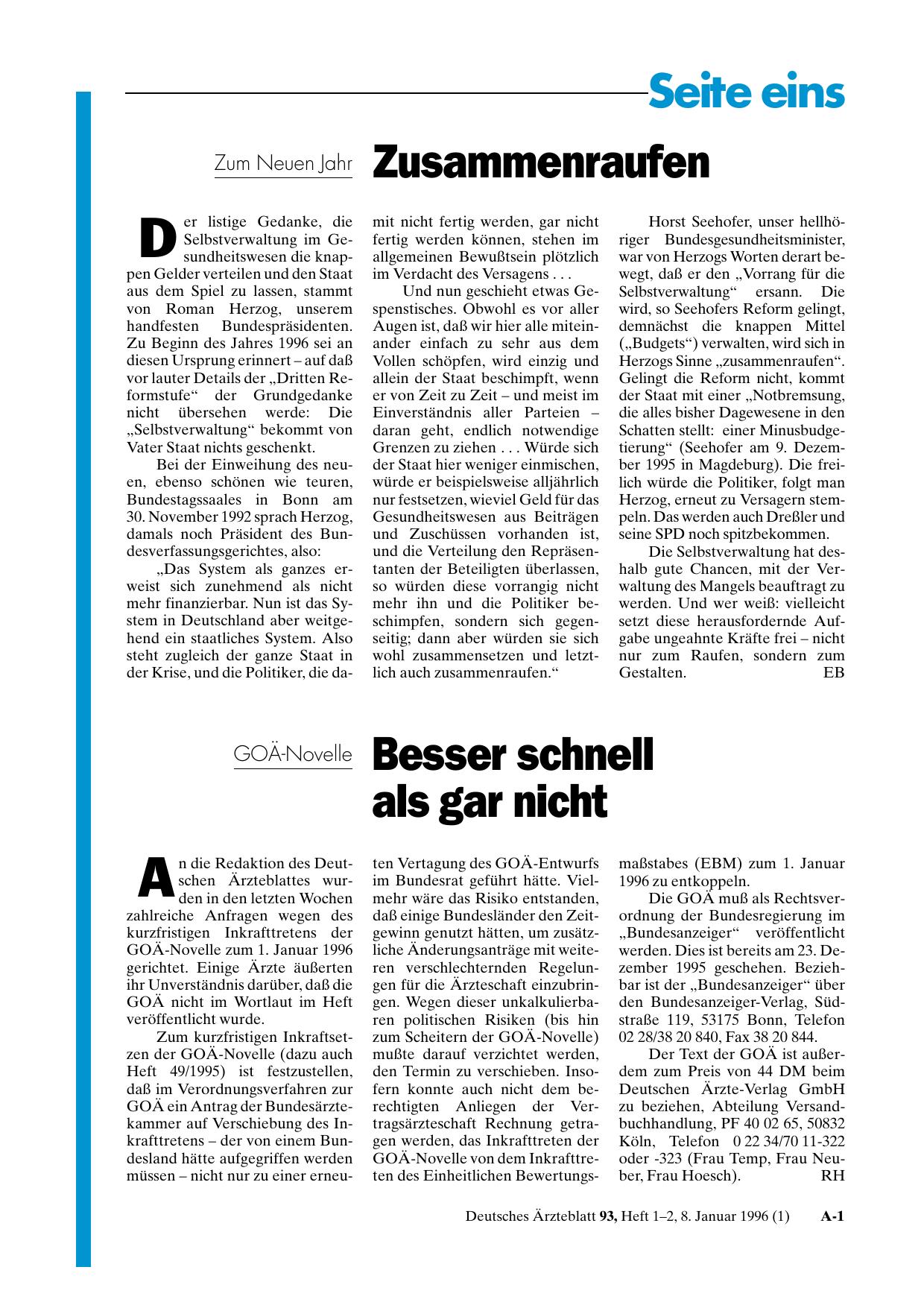 Vorschauseite 1: GOÄ-Novelle: Besser schnell als gar nicht