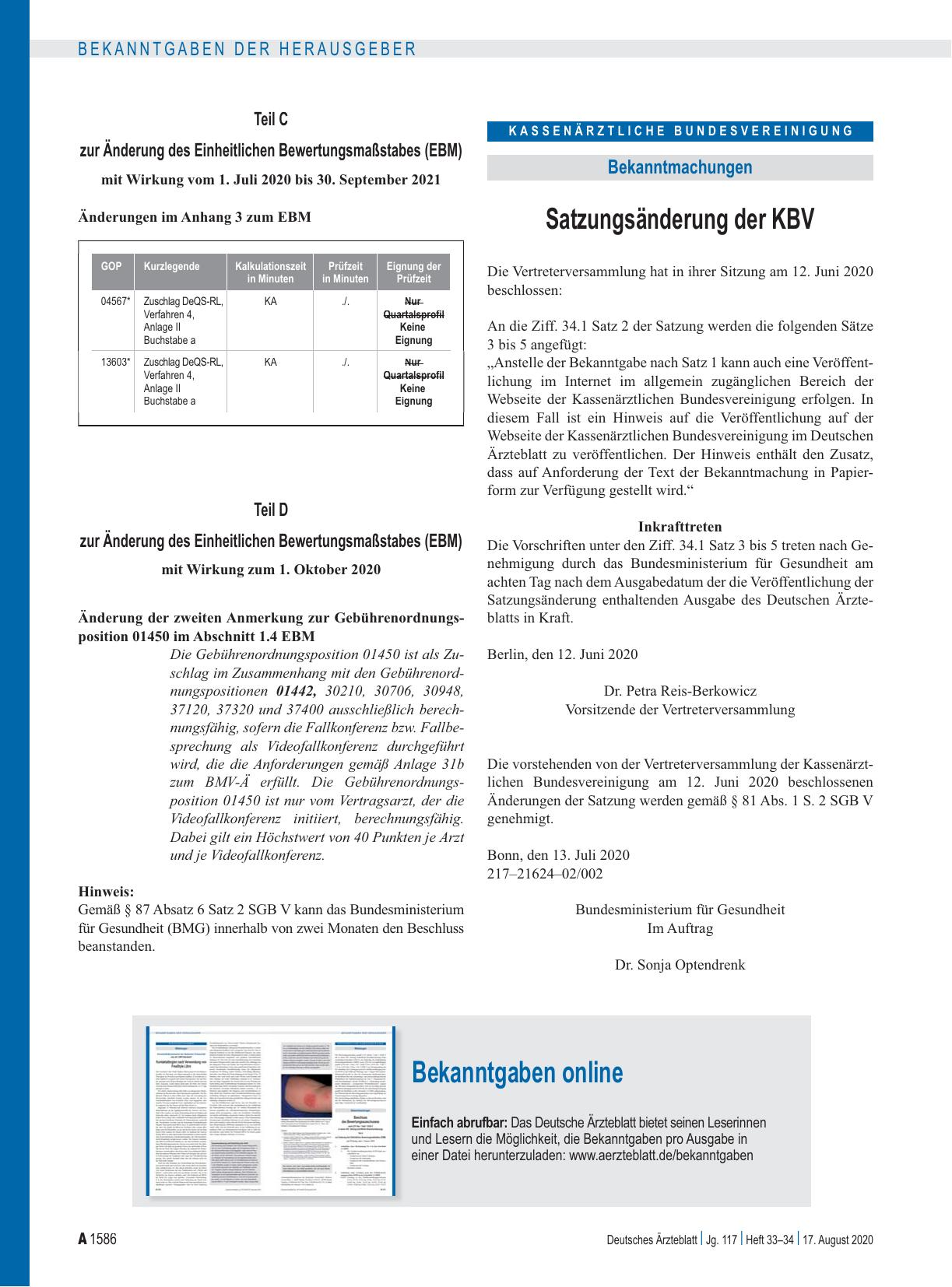 Vorschauseite 1: Satzungsänderung der KBV