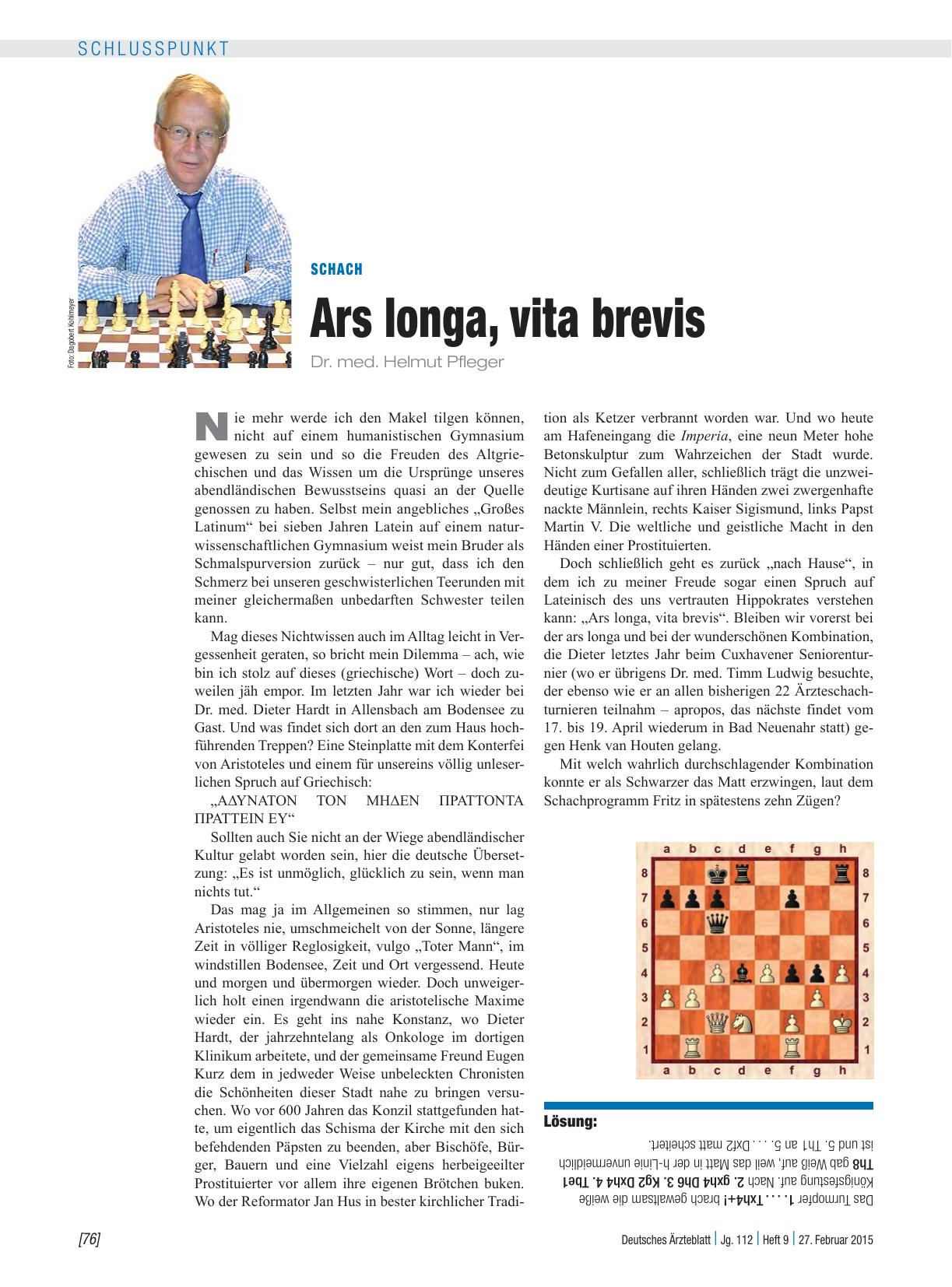 Vorschauseite 1: Schach: Ars longa, vita brevis