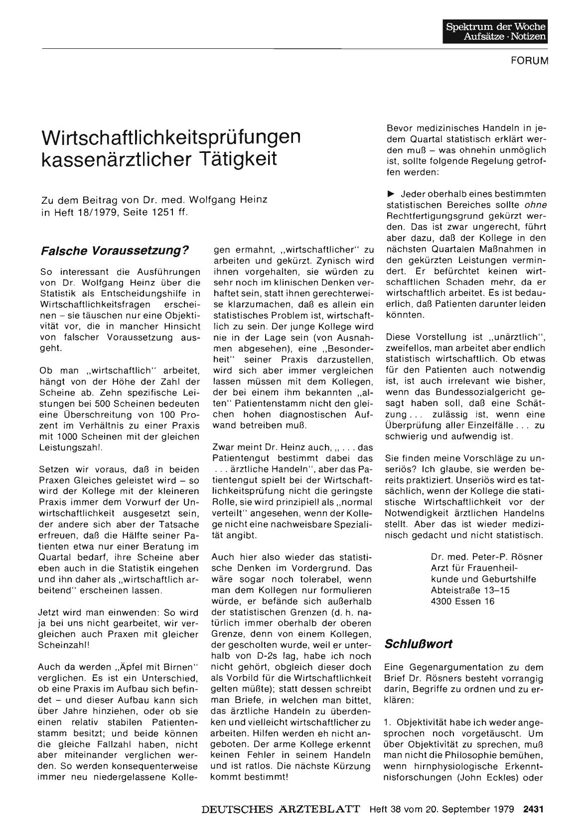 Vorschauseite 1: Wirtschaftlichkeitsprüfungen kassenärztlicher Tätigkeit: Schlußwort