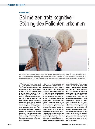 Vorschauseite 1: Höheres Alter: Schmerzen trotz kognitiver Störung des Patienten erkennen