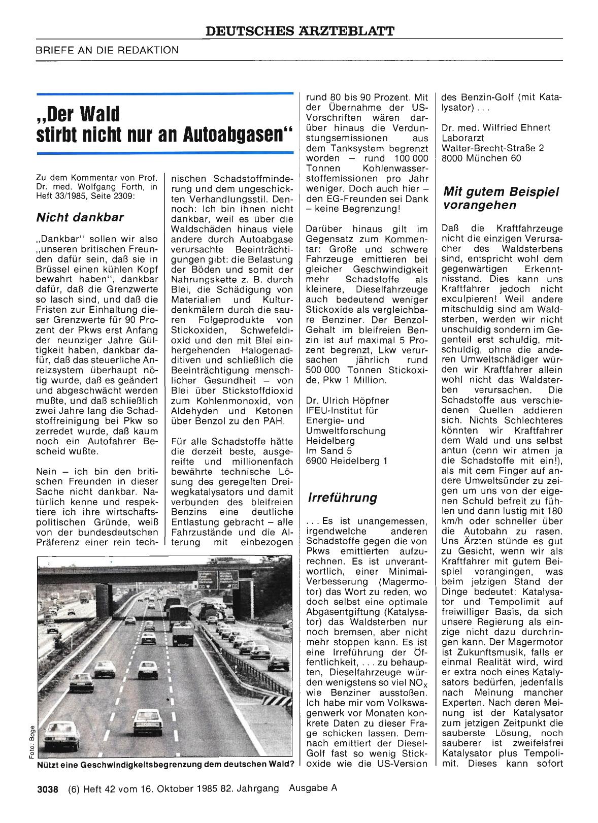 Vorschauseite 1: „Der Wald stirbt nicht nur an Autoabgasen“: Mit gutem Beispiel vorangehen