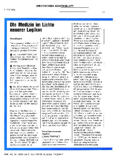 Vorschauseite 1: Die Medizin im Lichte neuerer Logiken