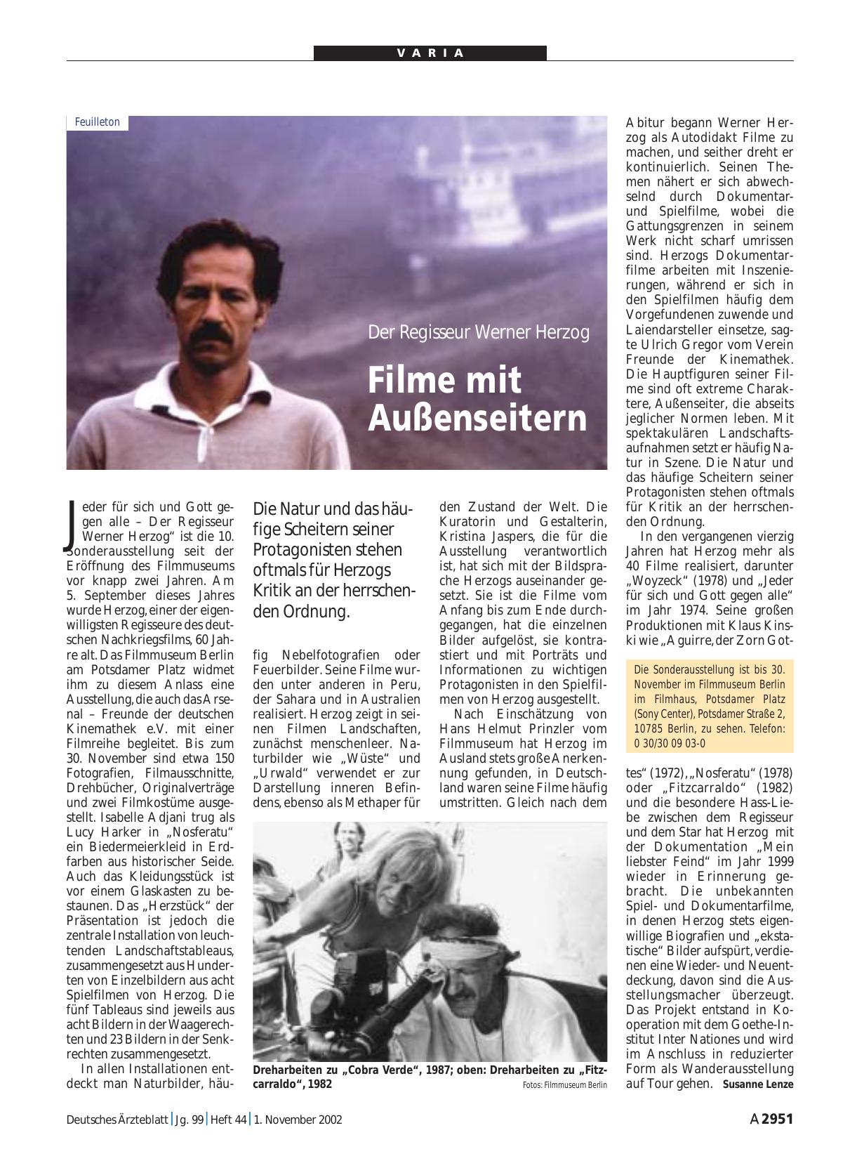 Vorschauseite 1: Der Regisseur Werner Herzog: Filme mit Außenseitern