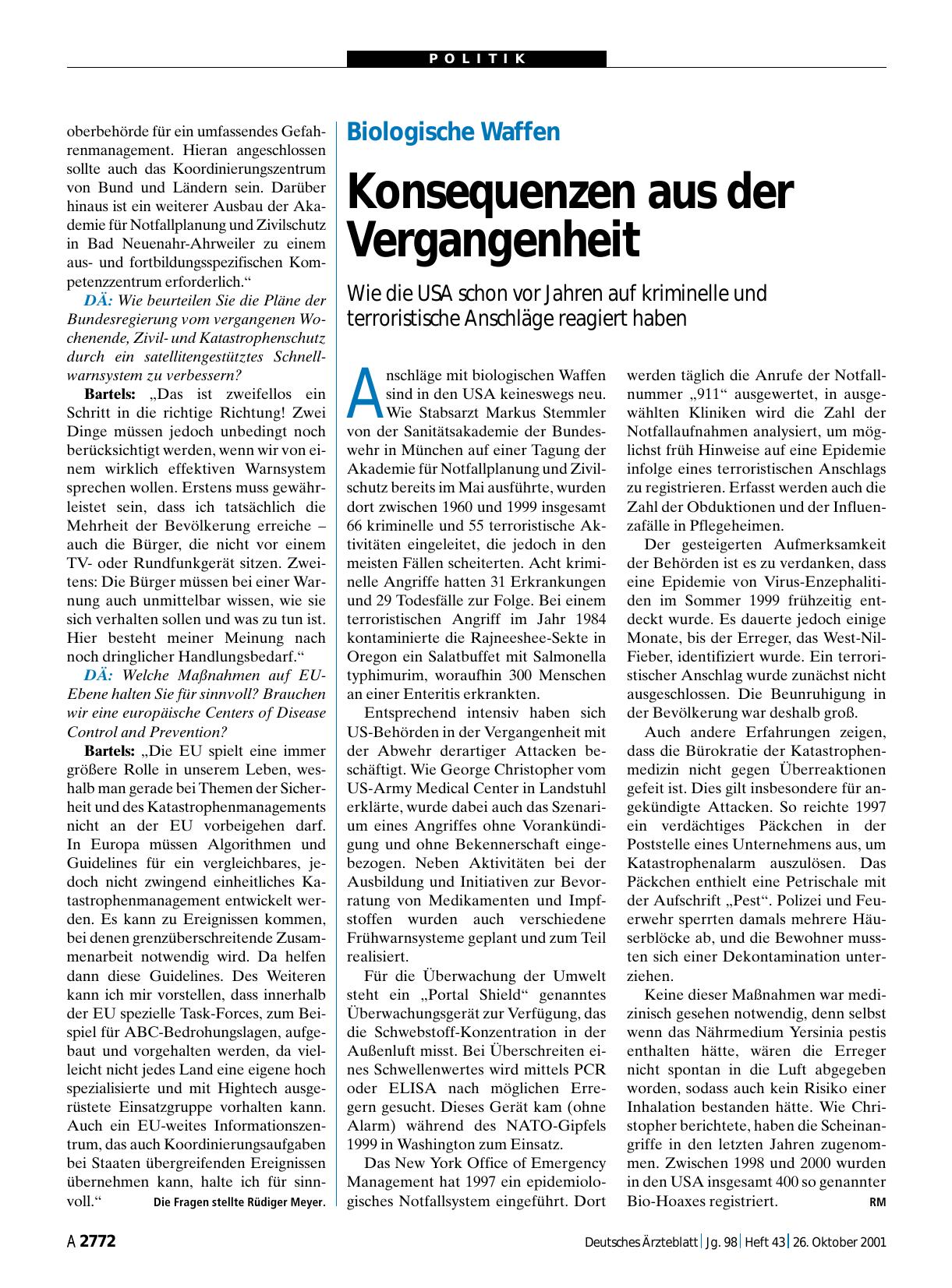 Vorschauseite 1: Biologische Waffen: Konsequenzen aus der Vergangenheit