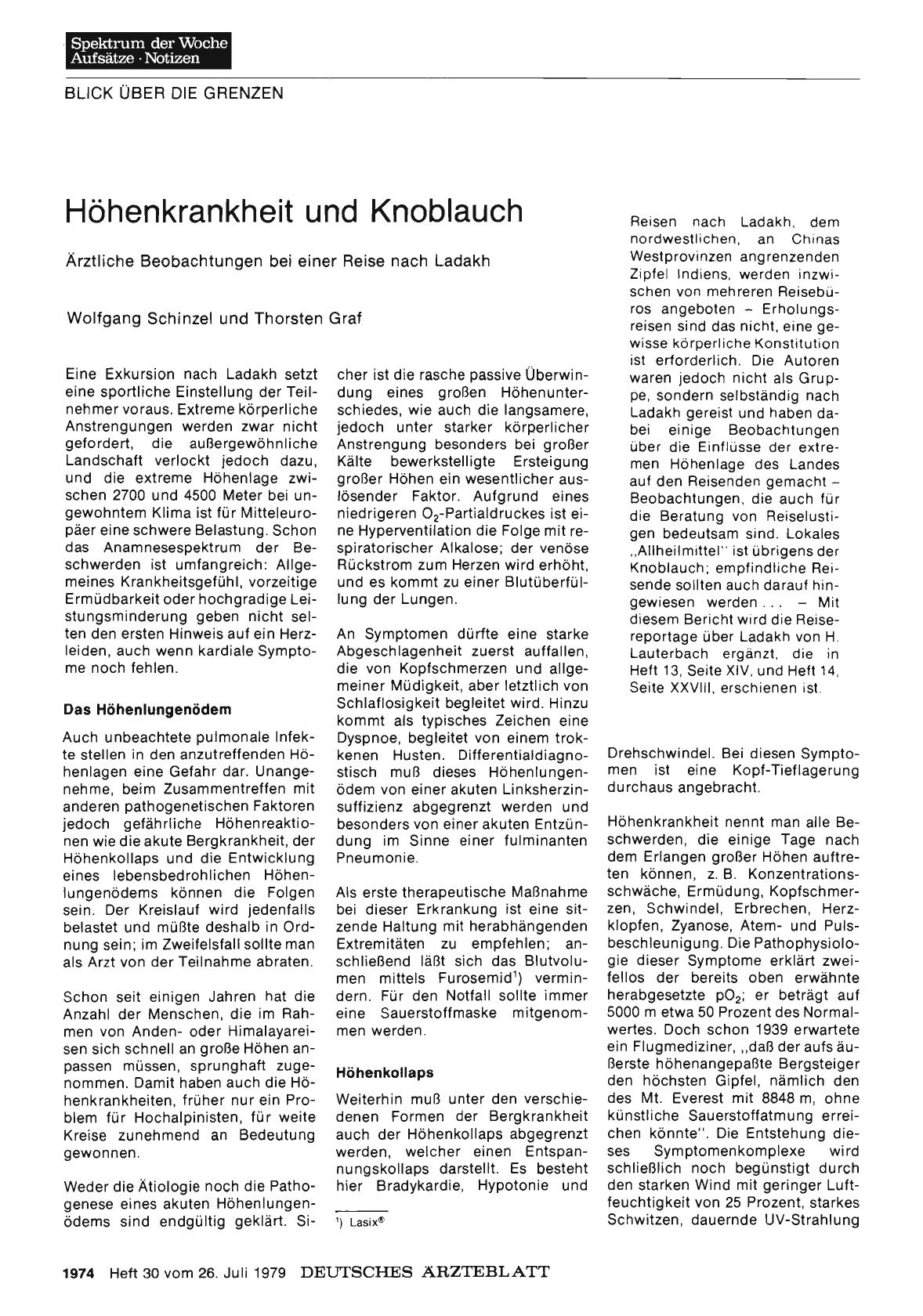 Vorschauseite 1: Höhenkrankheit und Knoblauch