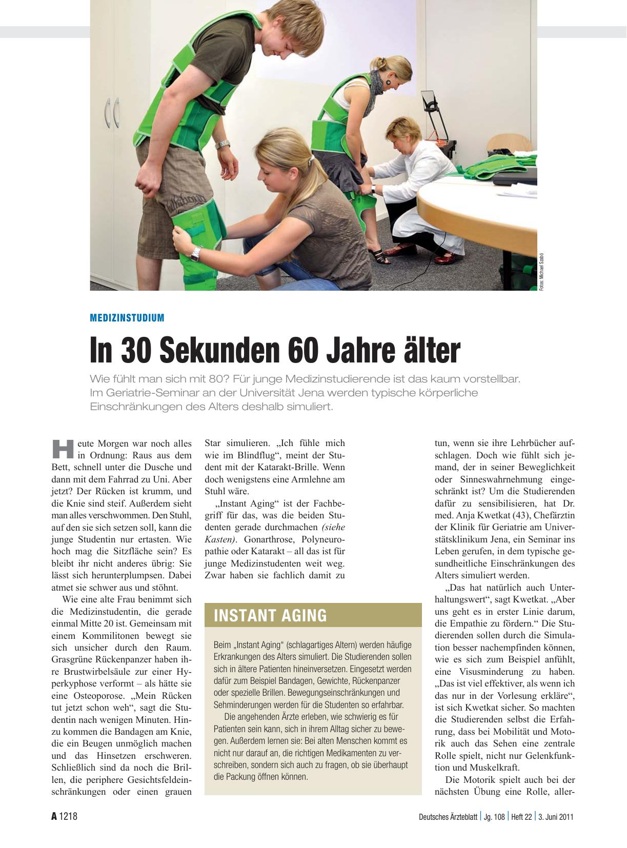 Vorschauseite 1: Medizinstudium: In 30 Sekunden 60 Jahre älter