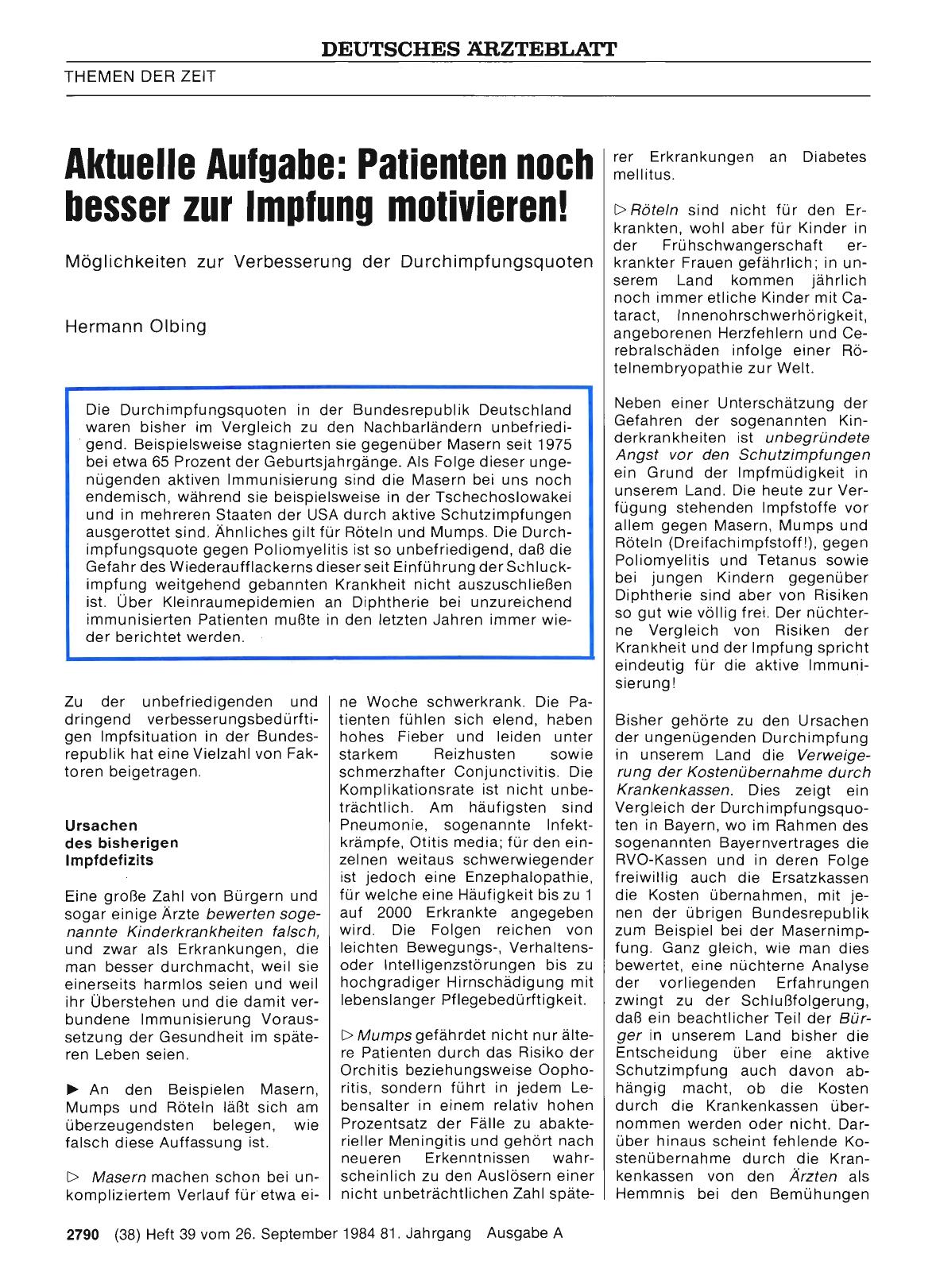 Vorschauseite 1: Aktuelle Aufgabe: Patienten noch besser zur Impfung motivieren! - Möglichkeiten zur Verbesserung der Durchimpfungsquoten