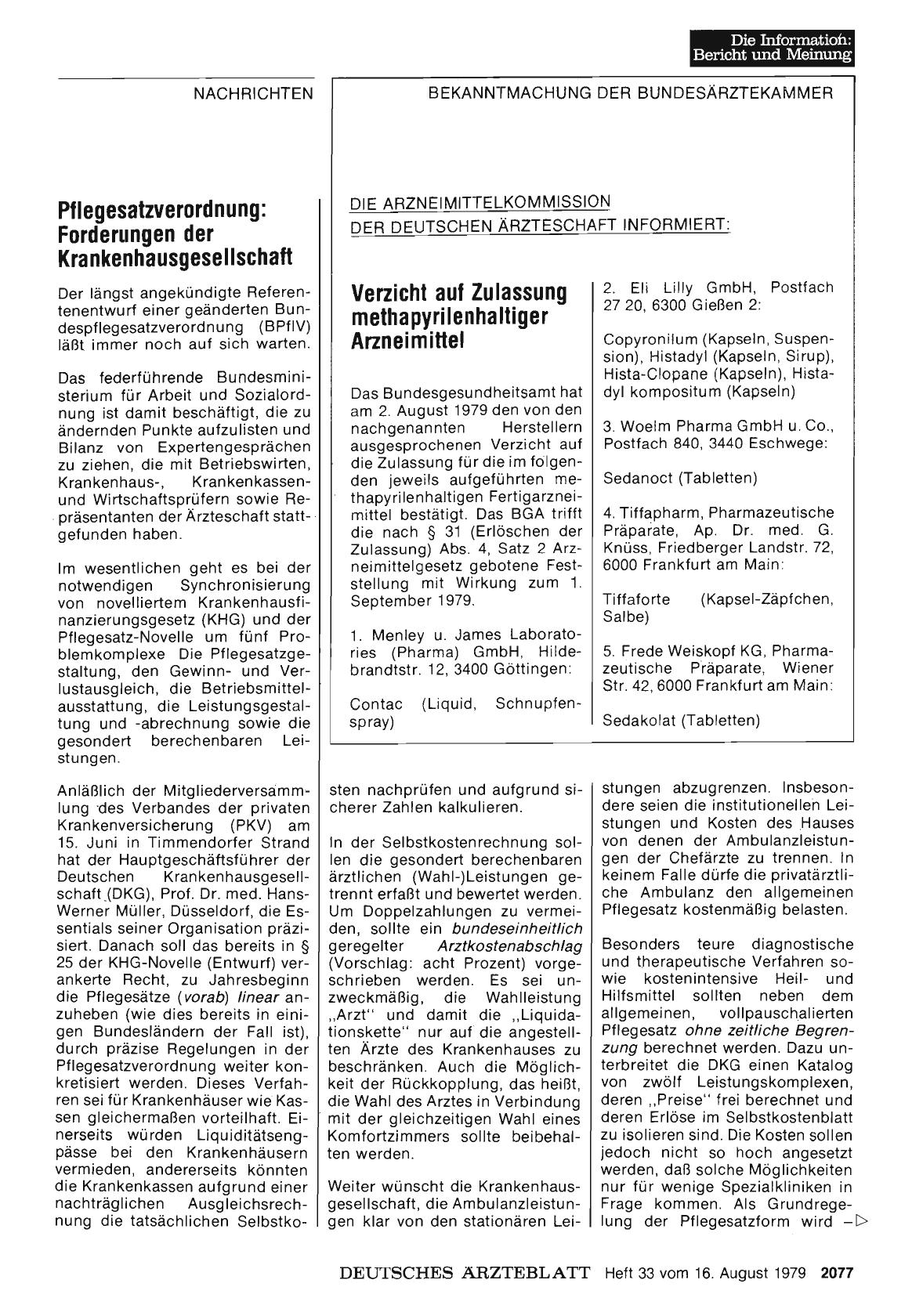 Vorschauseite 1: Verzicht auf Zulassung methapyrilenhattiger Arzneimittel
