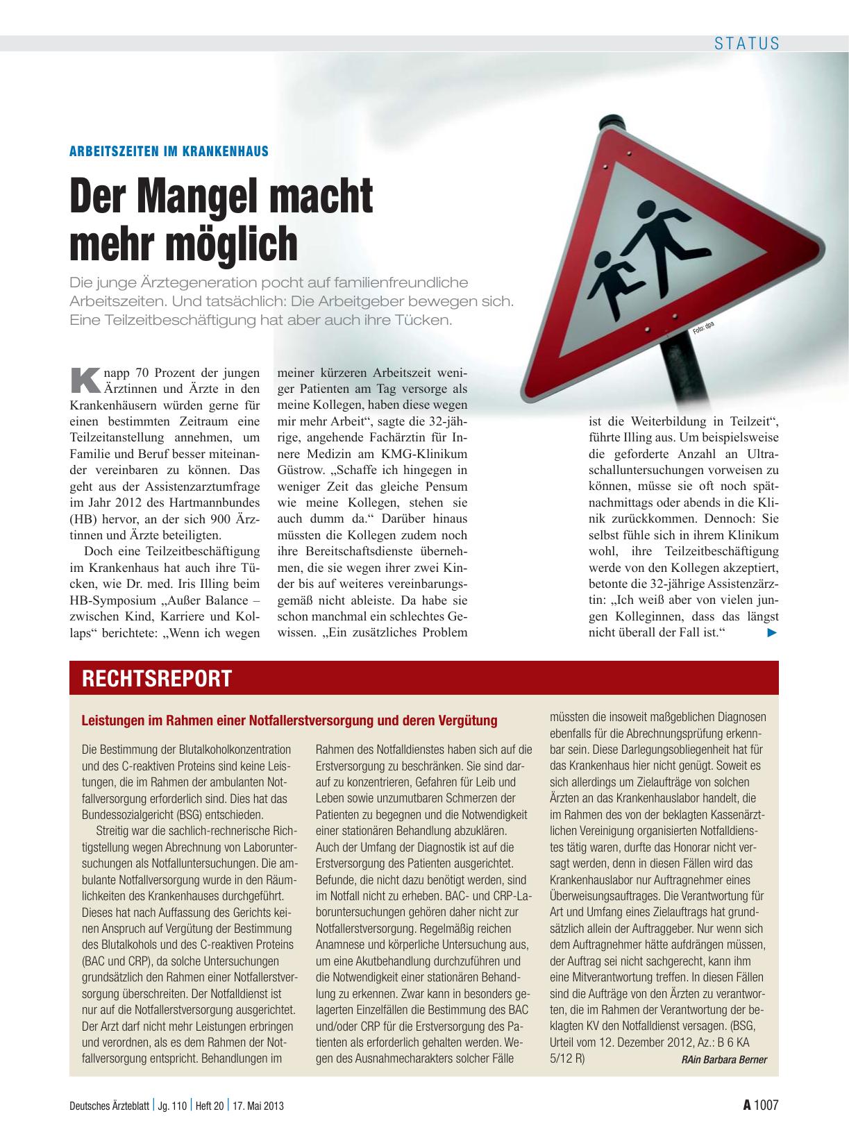 Vorschauseite 1: Arbeitszeiten im Krankenhaus: Der Mangel macht mehr möglich