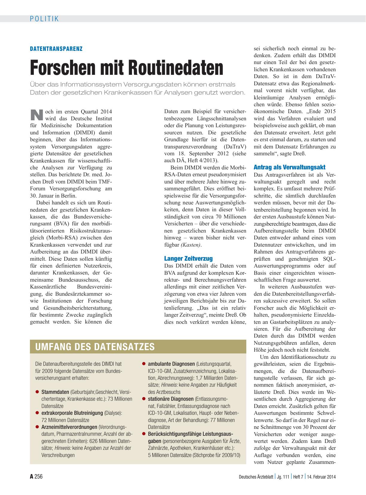 Vorschauseite 1: Datentransparenz: Forschen mit Routinedaten