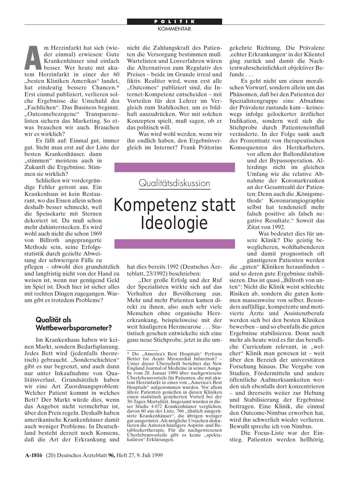 Vorschauseite 1: Qualitätsdiskussion: Kompetenz statt Ideologie