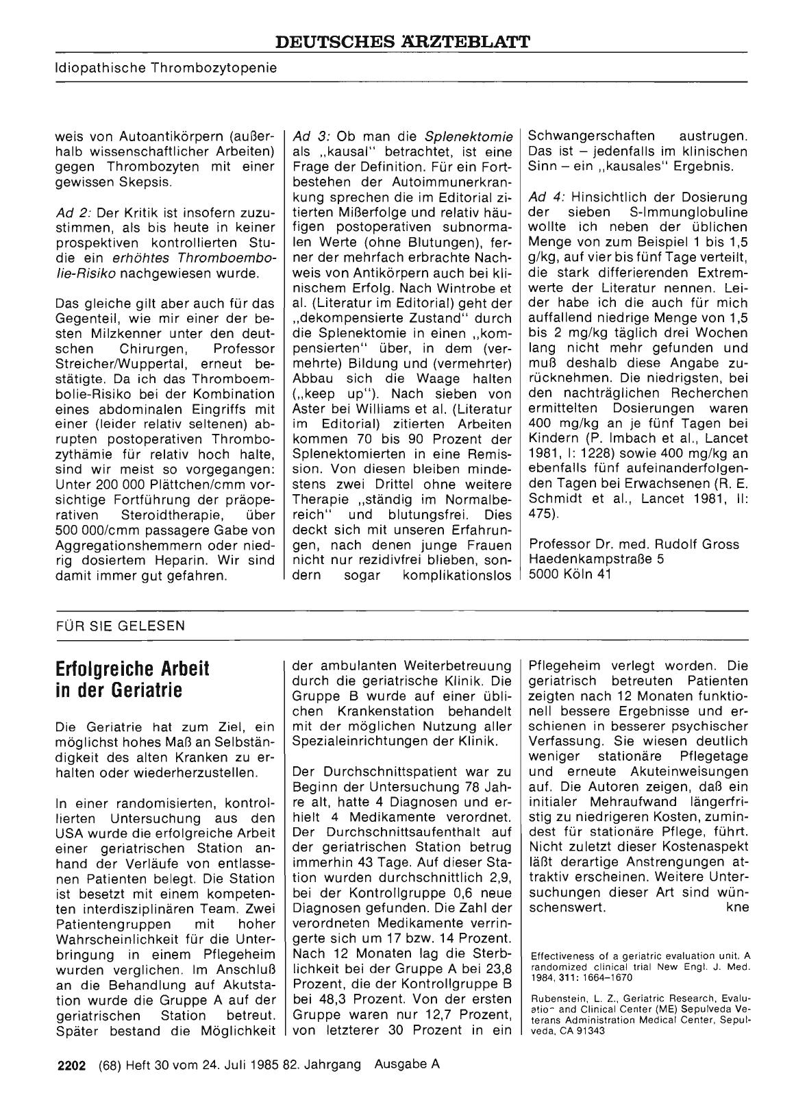 Vorschauseite 1: Idiopathische Thrombozytopenie: Abgrenzung und therapeutische Konsequenzen: Erfolgreiche Arbeit in der Geriatrie