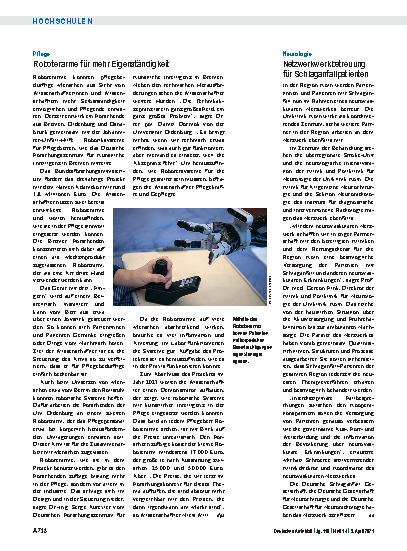 Vorschauseite 1: Pflege: Roboterarme für mehr Eigenständigkeit