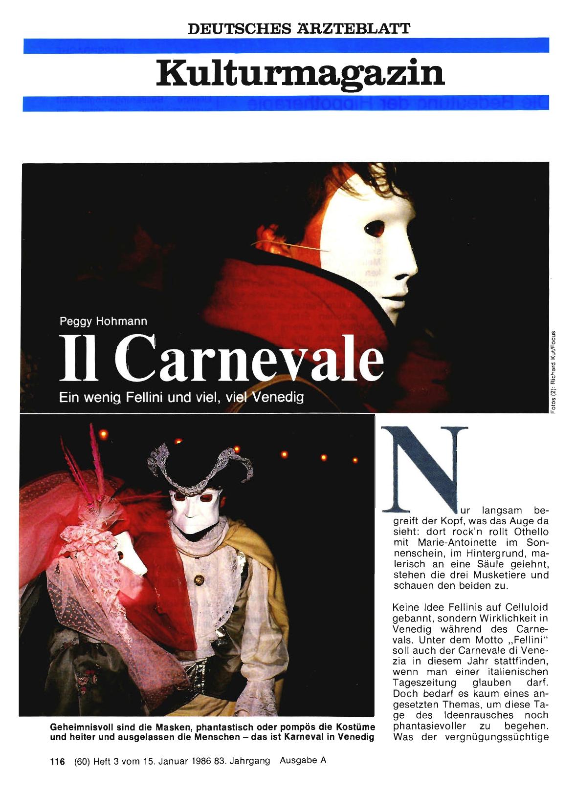 Vorschauseite 1: Il Carnevale: Ein wenig Fellini und viel, viel Venedig