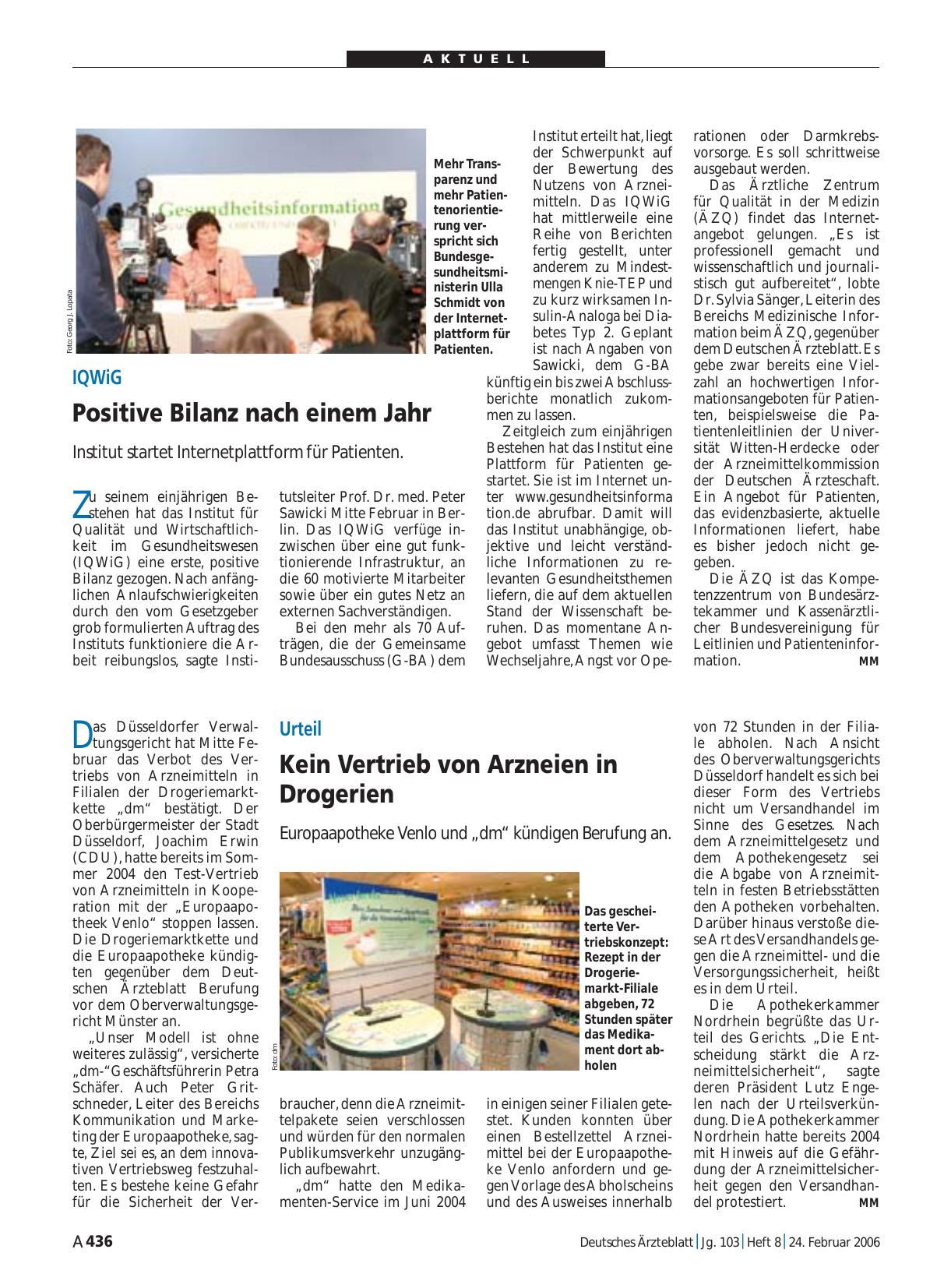 Vorschauseite 1: Urteil: Kein Vertrieb von Arzneien in Drogerien