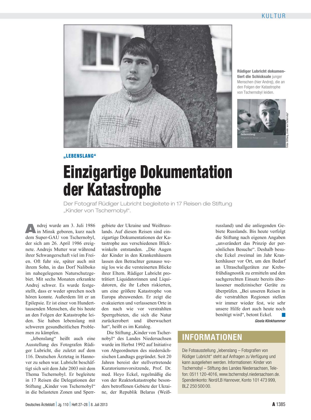 Vorschauseite 1: „Lebenslang“: Einzigartige Dokumentation der Katastrophe