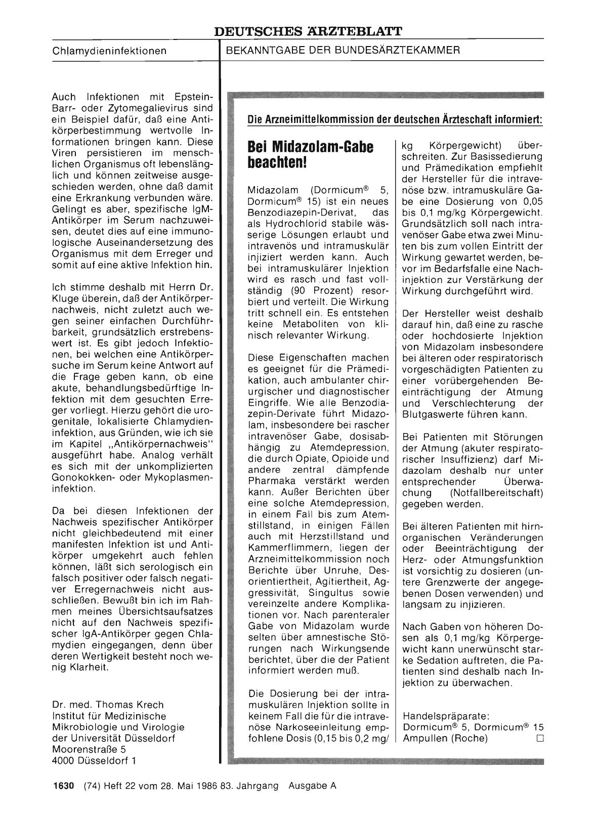 Vorschauseite 1: Bei Midazolam-Gabe beachten!