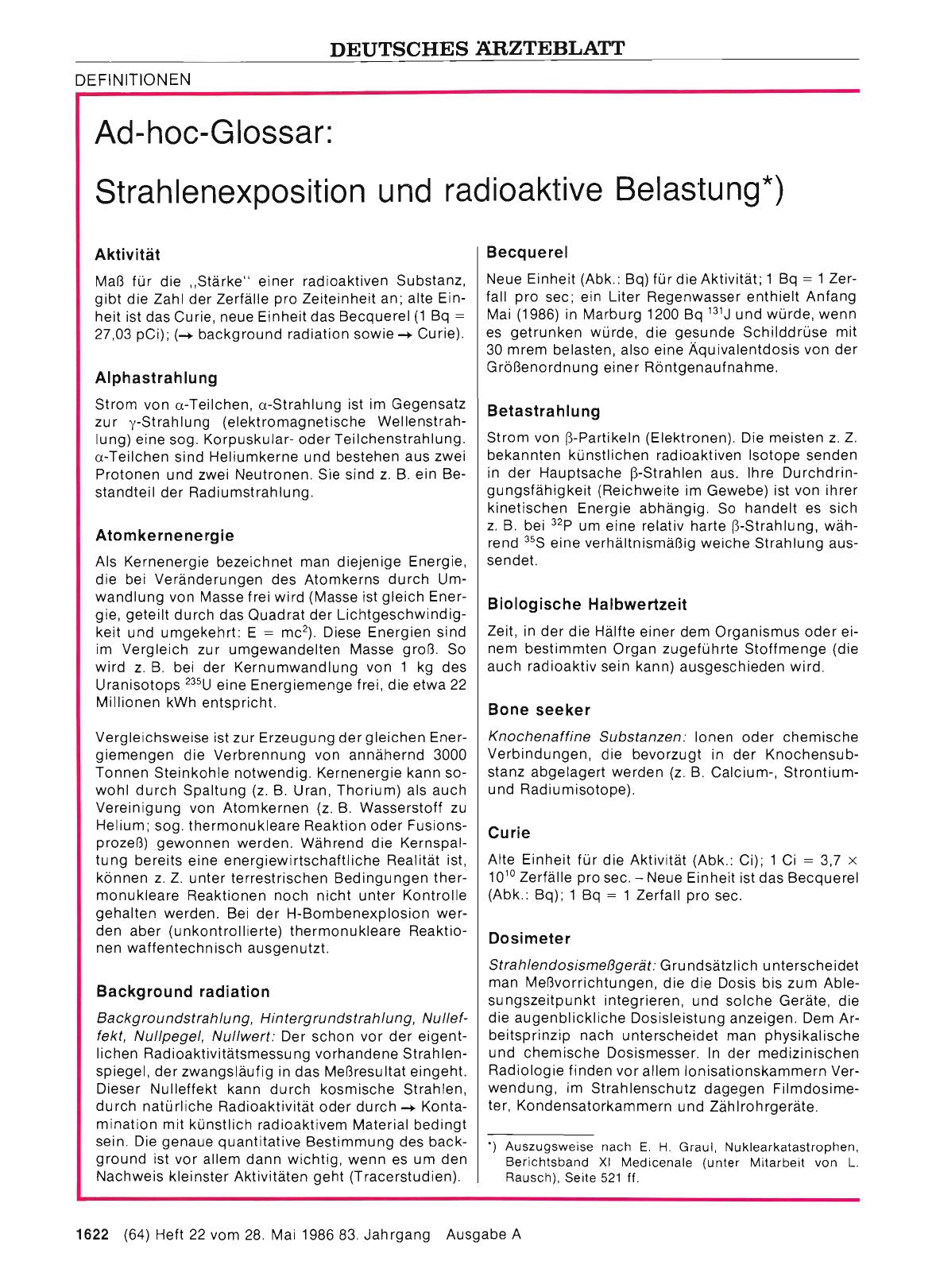 Vorschauseite 1: Ad-hoc-Glossar: Strahlenexposition und radioaktive Belastung