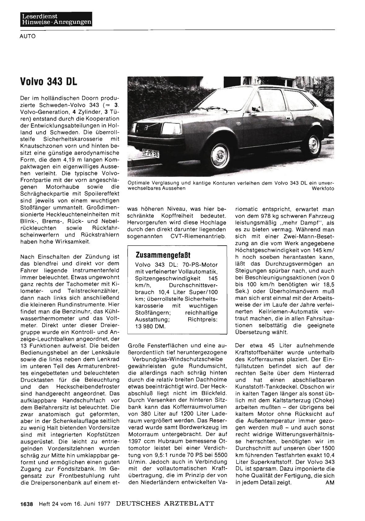 Vorschauseite 1: Volvo 343 DL