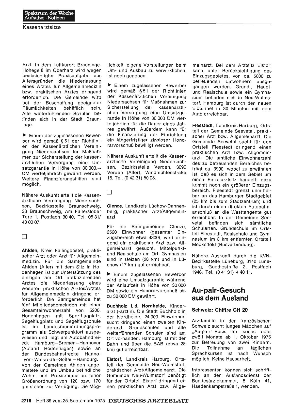 Vorschauseite 1: Au-pair-Gesuch aus dem Ausland: Schweiz: Chiffre CH 20