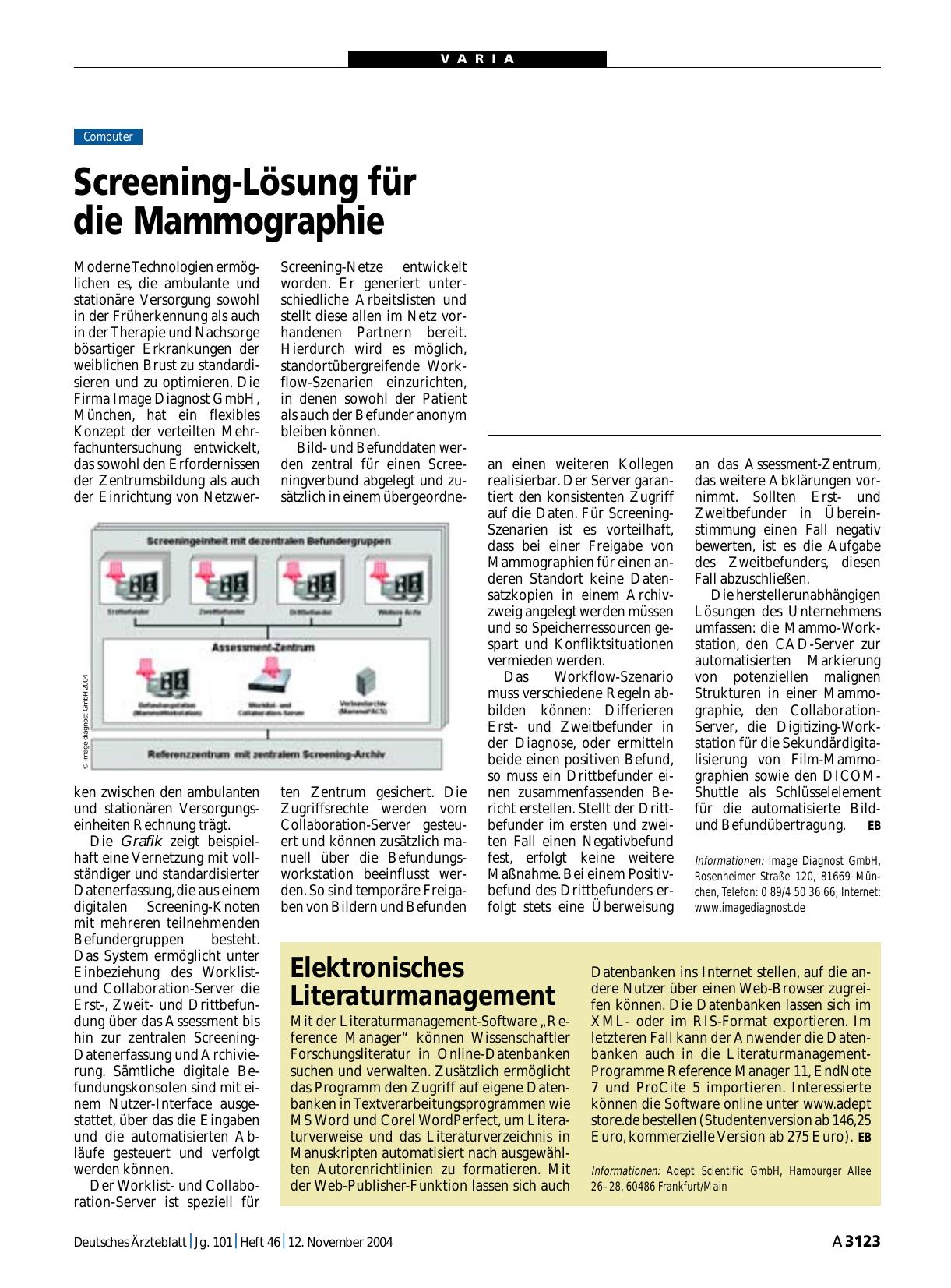 Vorschauseite 1: Screening-Lösung für die Mammographie