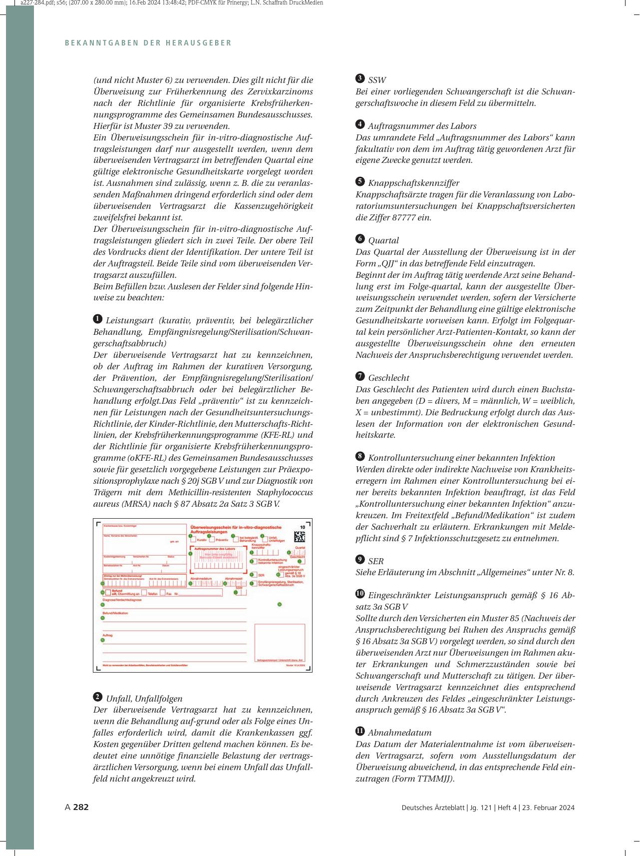 Vorschauseite 2: 71. Änderung der Vereinbarung über Vordrucke für die vertragsärztliche Versorgung vom 1. April 1995 (Anlage 2 BMV-Ä)
