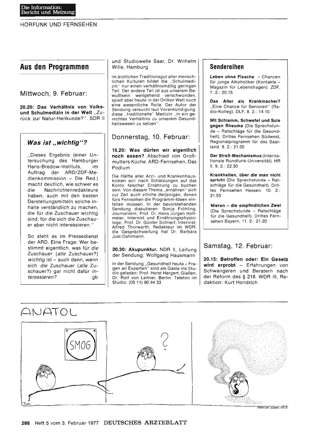 Vorschauseite 1: Aus den Programmen