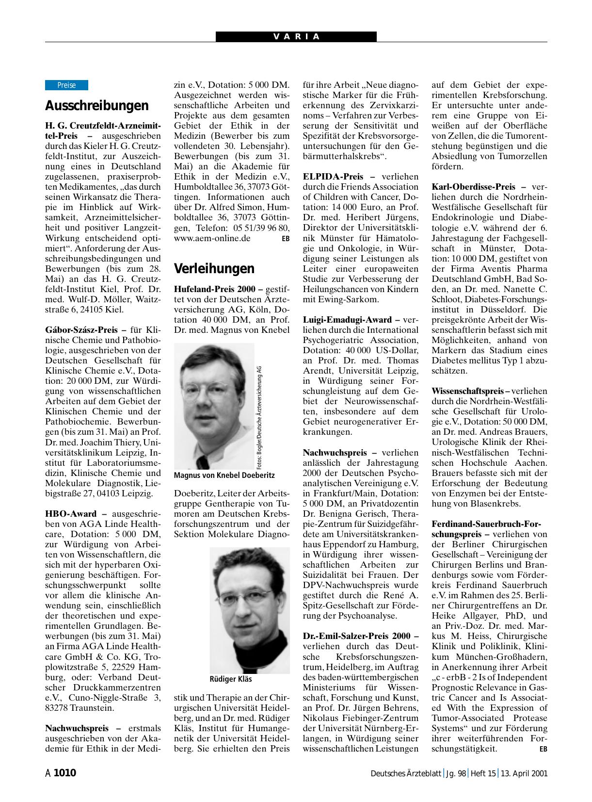 Vorschauseite 1: Ausschreibungen