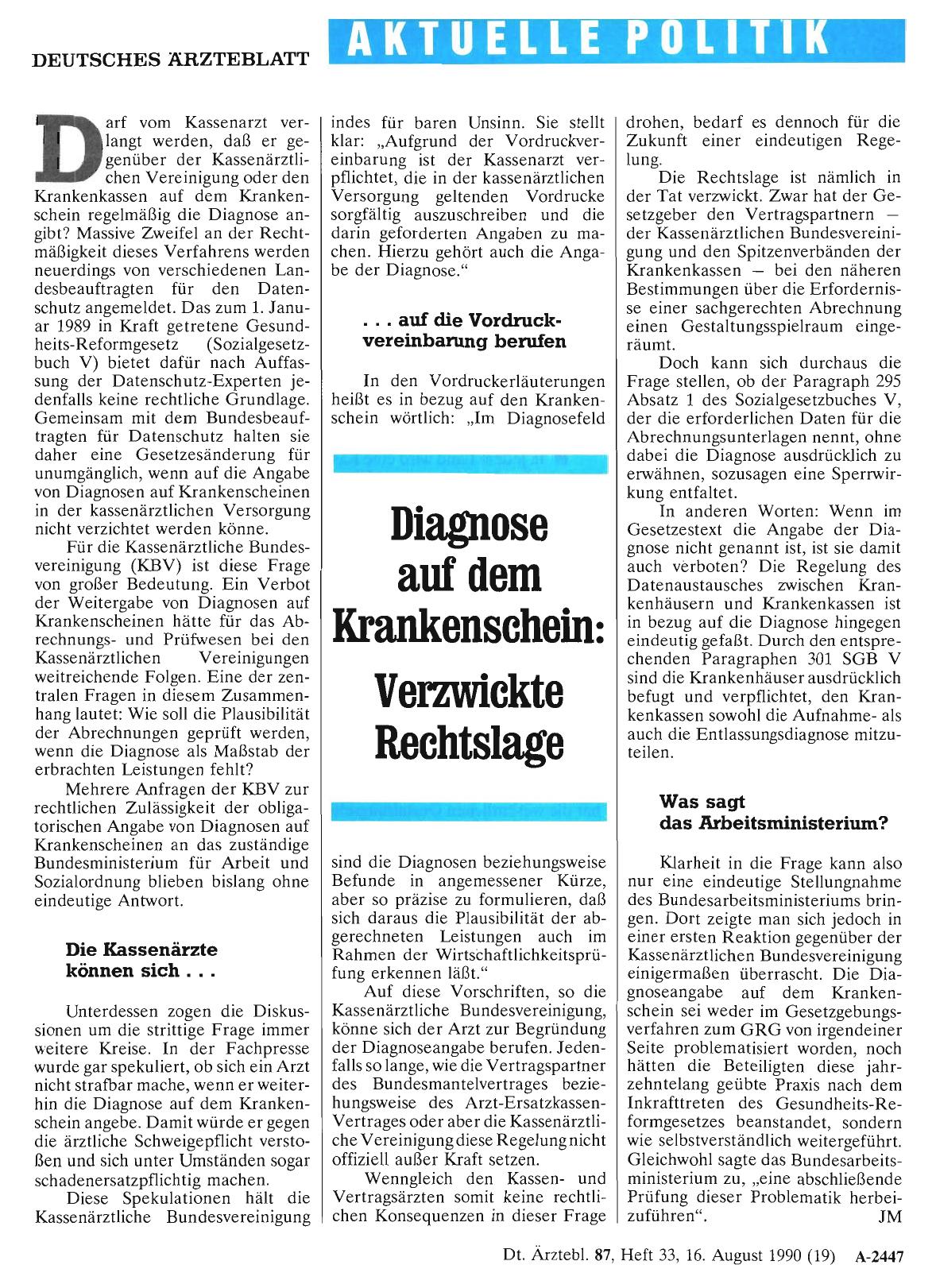 Vorschauseite 1: Diagnose auf dem Krankenschein: Verzwickte Rechtslage