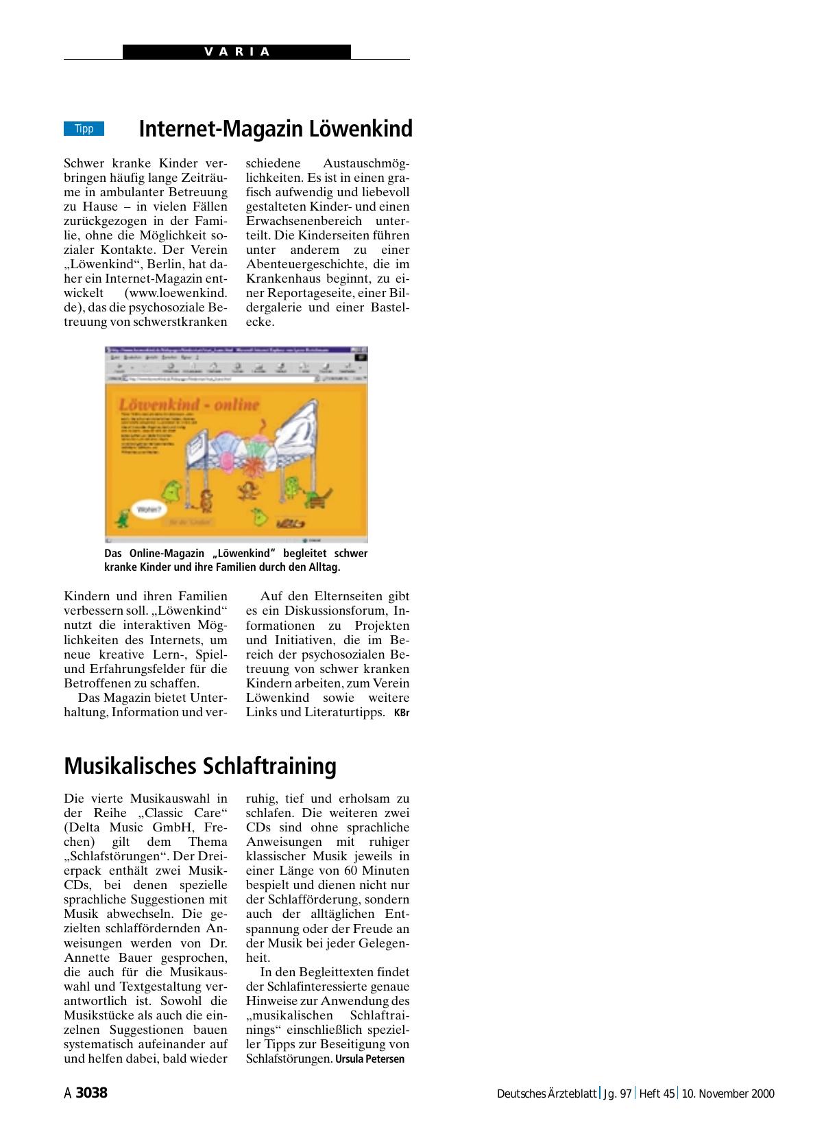 Vorschauseite 1: Musikalisches Schlaftraining