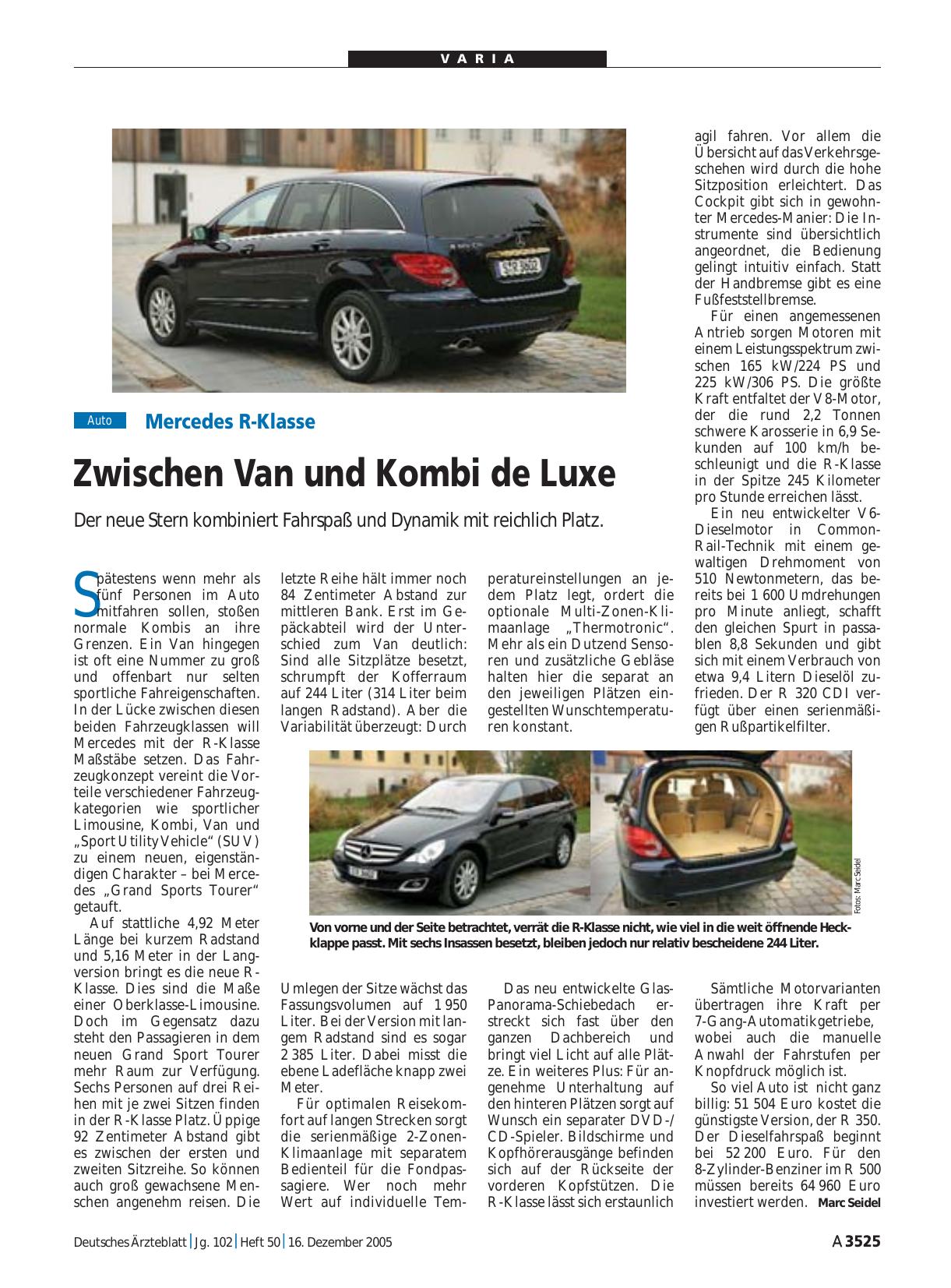 Vorschauseite 1: Mercedes R-Klasse: Zwischen Van und Kombi de Luxe