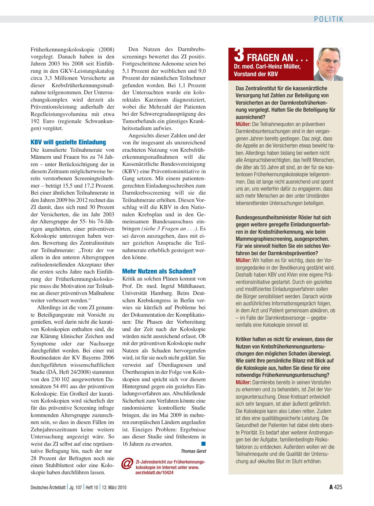 Vorschauseite 1: 3 Fragen an. .. Dr. med. Carl-Heinz Müller, Vorstand der KBV
