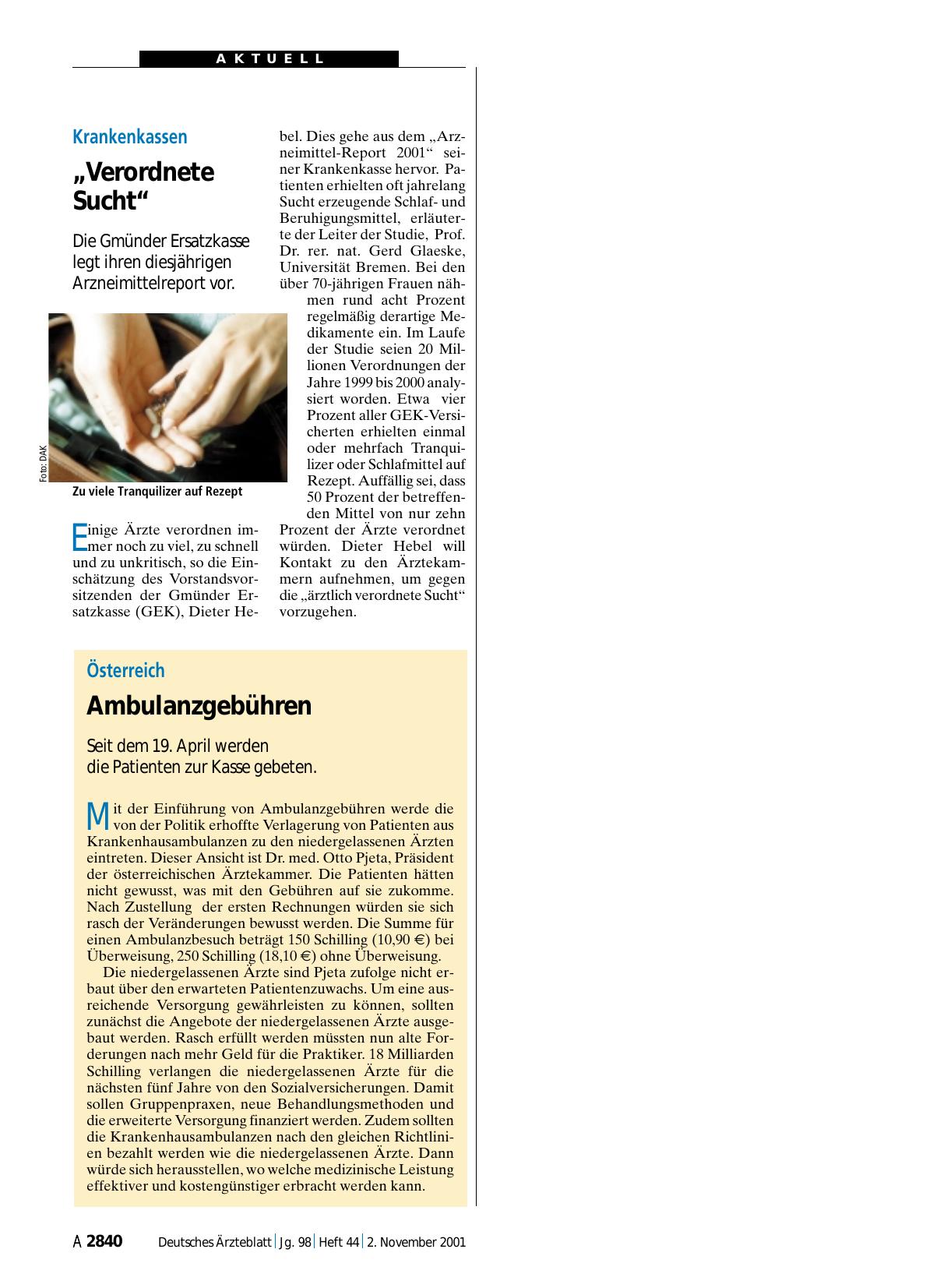 Vorschauseite 1: Österreich: Ambulanzgebühren