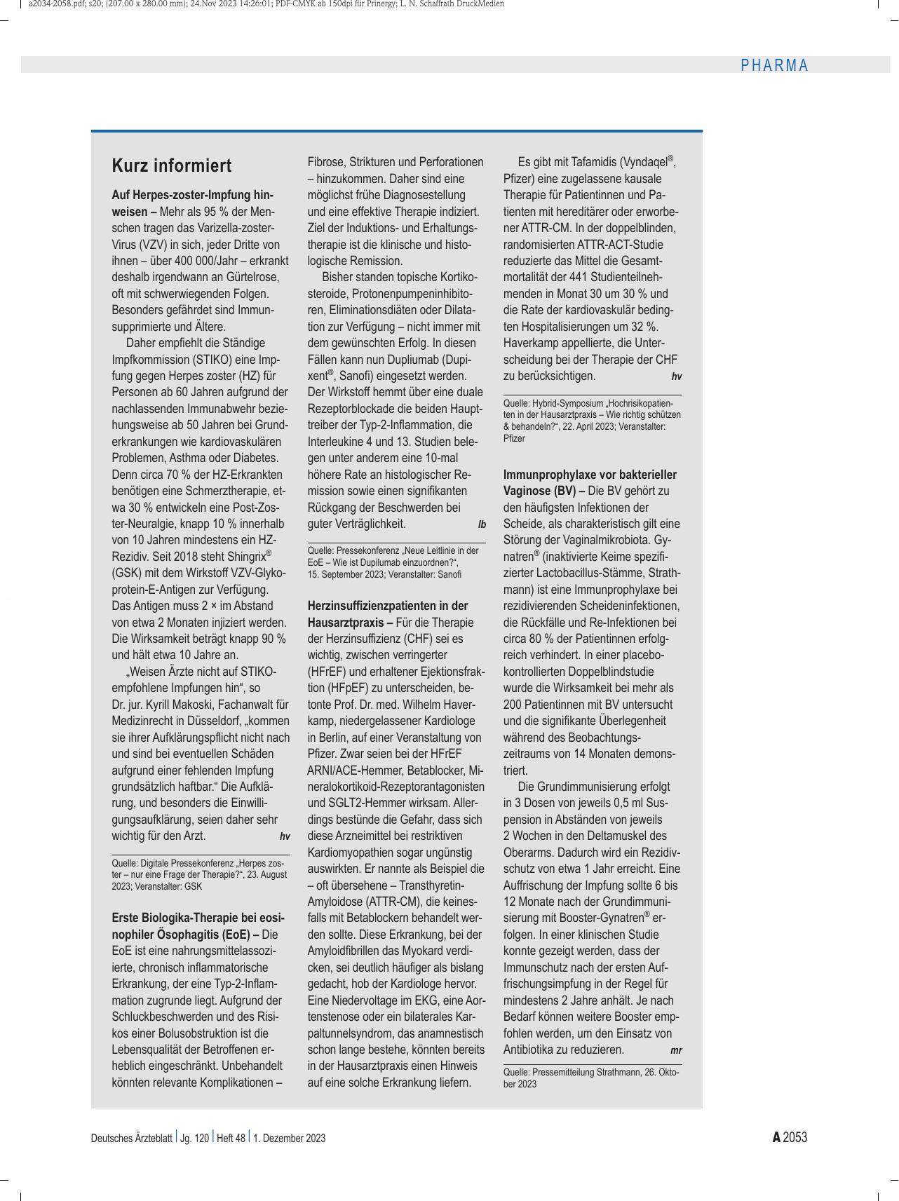 Vorschauseite 1: Kurz informiert.