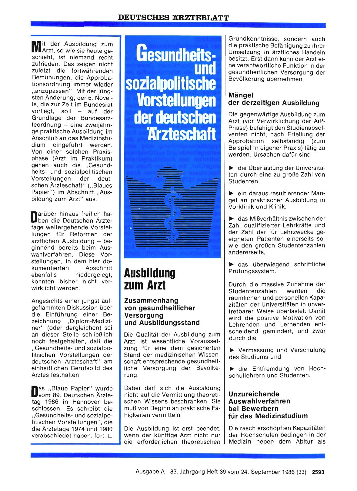 Vorschauseite 1: Gesundheitsdund sozialpolitische Vorstellungen der deutschen Ärzteschaft: Ausbildung zum Arzt