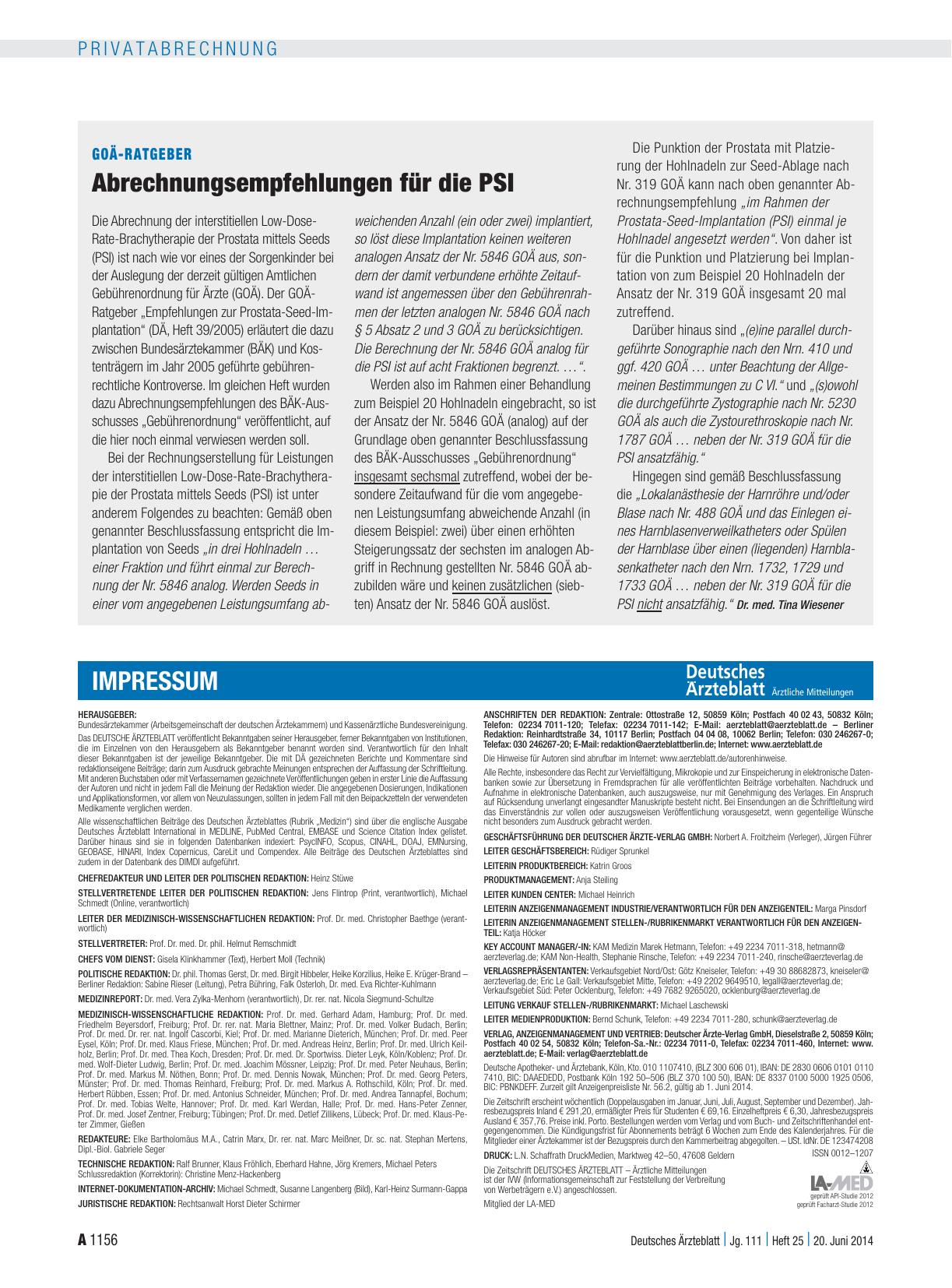 Vorschauseite 1: GOÄ-Ratgeber: Abrechnungsempfehlungen für die PSI