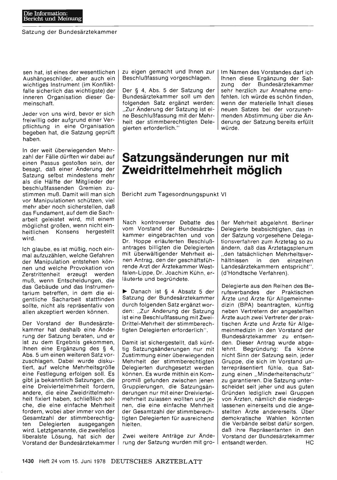 Vorschauseite 1: Satzungsänderungen nur mit Zweidrittelmehrheit möglich