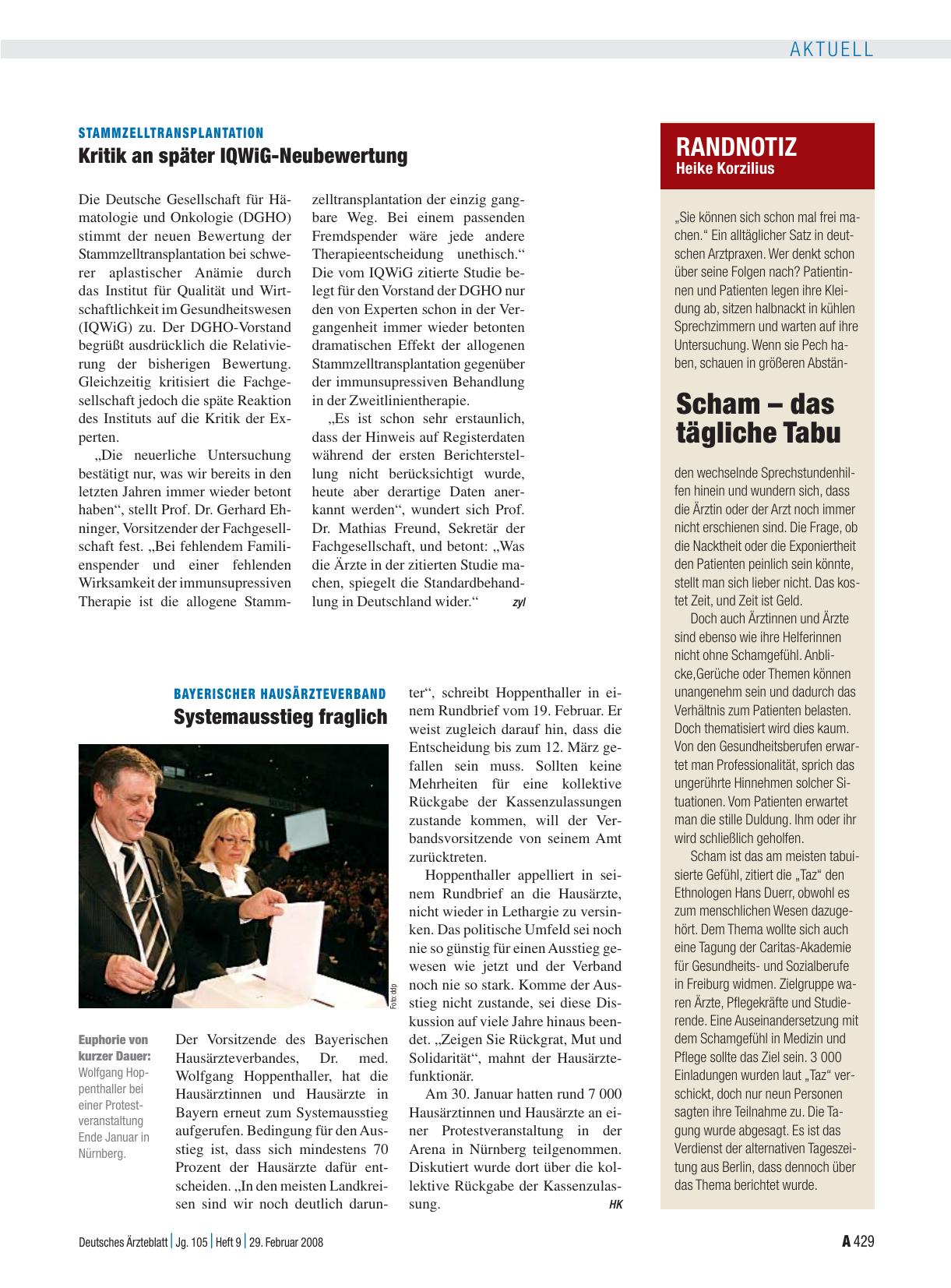 Vorschauseite 1: Bayerischer Hausärzteverband: Systemausstieg fraglich