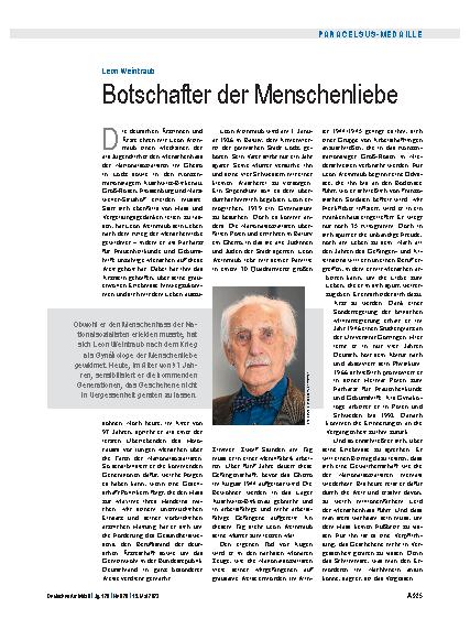 Vorschauseite 1: Leon Weintraub: Botschafter der Menschenliebe