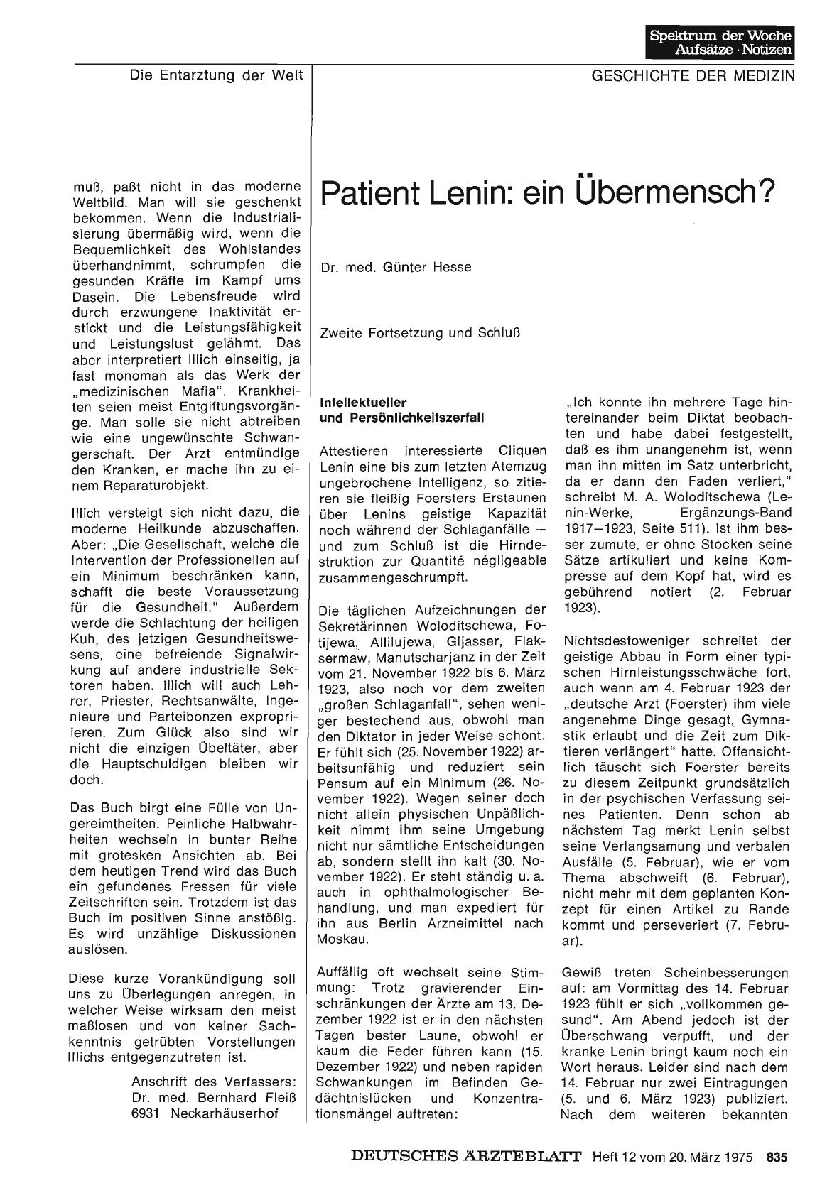 Vorschauseite 1: Patient Lenin: ein Übermensch?