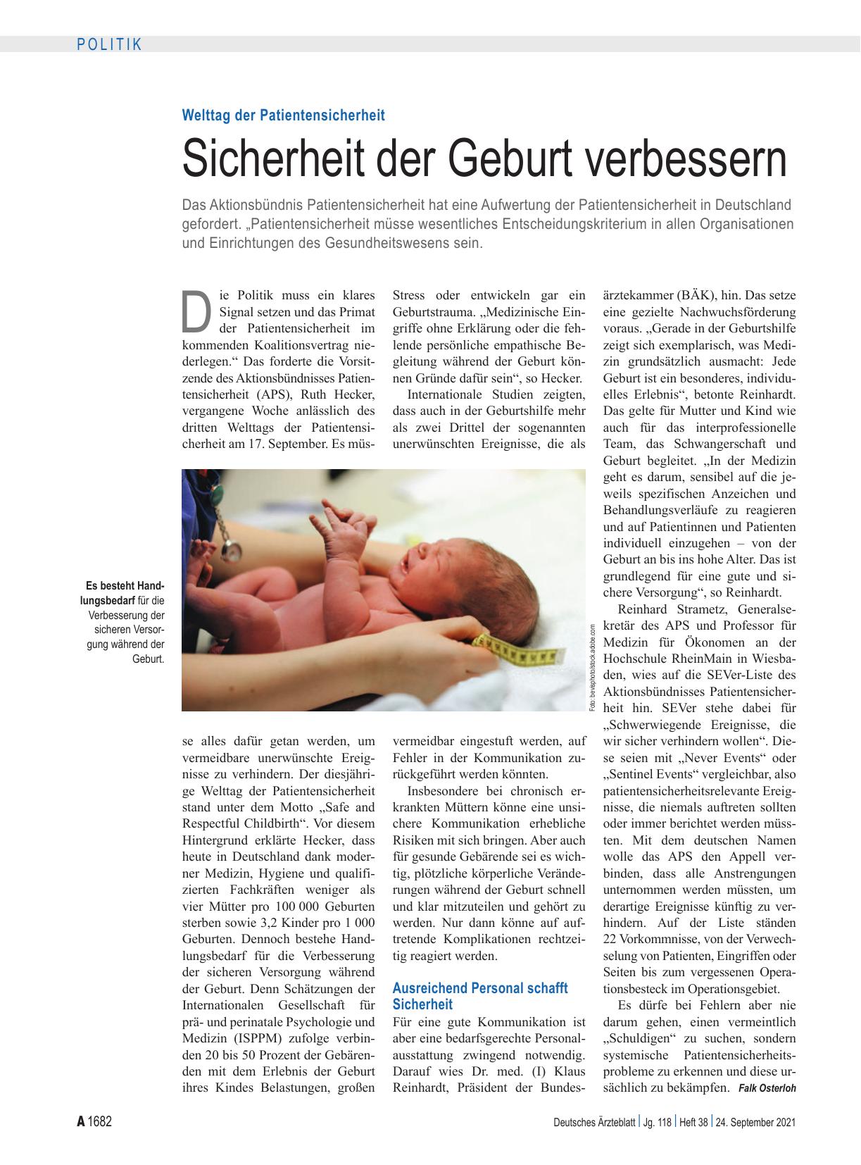 Vorschauseite 1: Welttag der Patientensicherheit: Sicherheit der Geburt verbessern